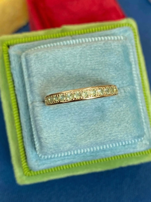 0.50ctw Peridot Eternity Stacking Ring in Sterling Silver / 9ct Yellow Gold