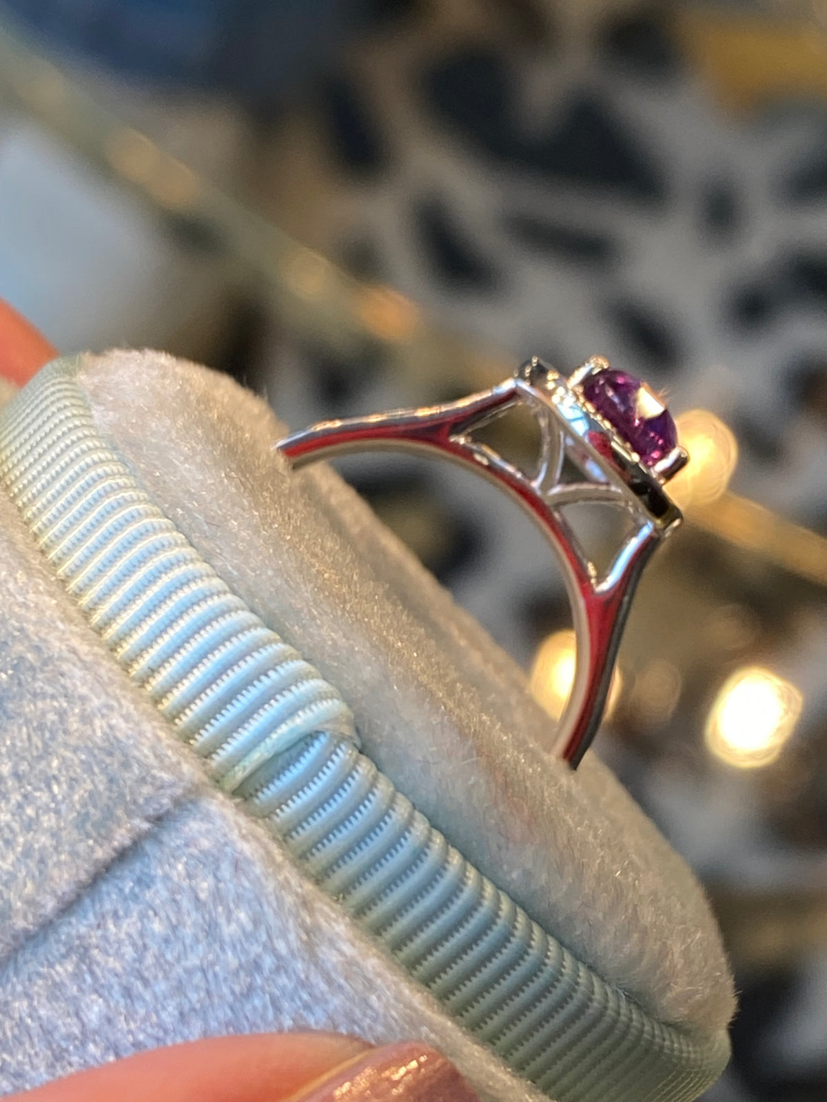 1.52 Carat Purple Sapphire and 0.36ctw Natural Diamond Halo Ring in Platinum