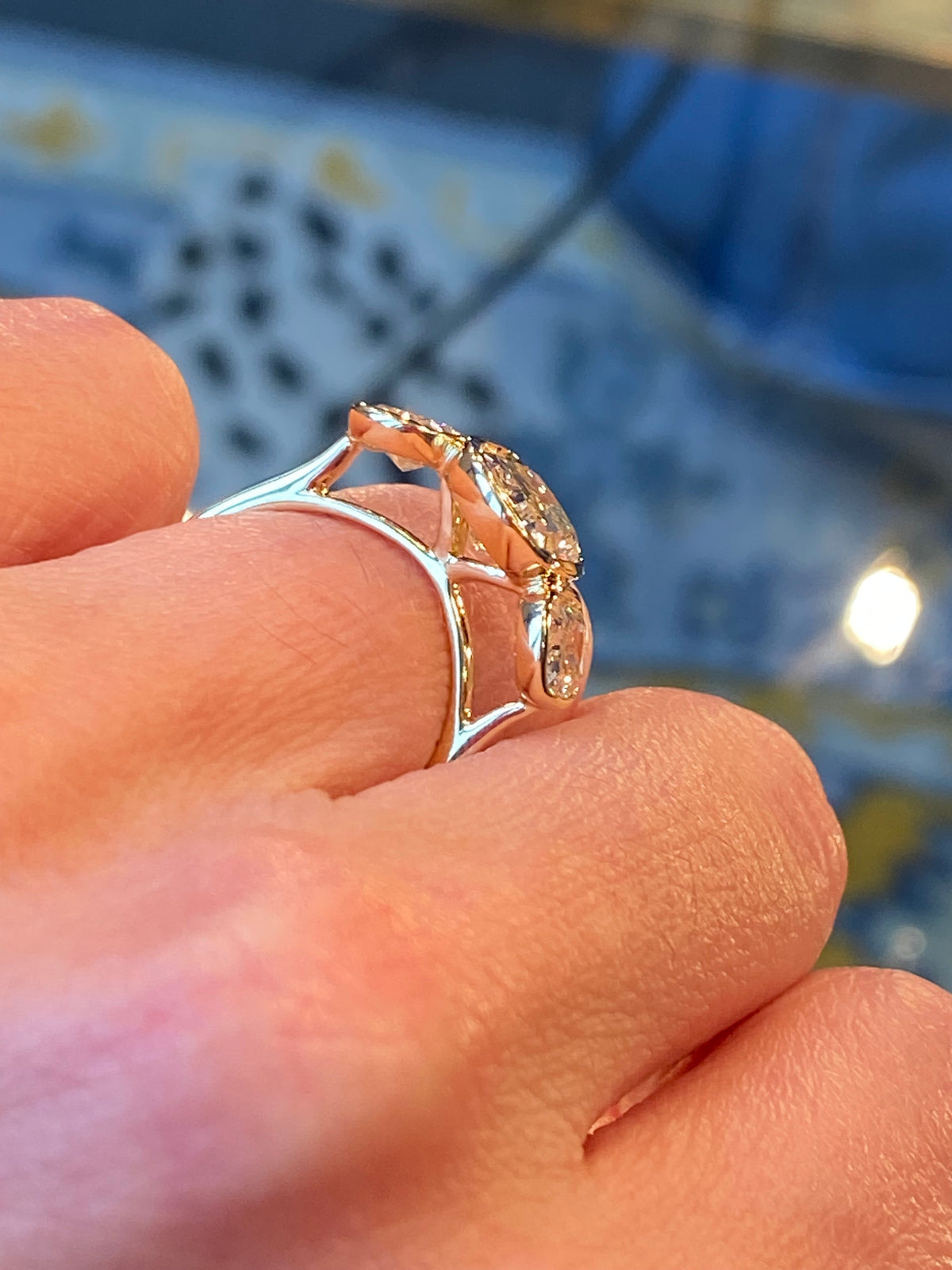 3.54 CTW Cushion Cut D Colour VS1 Lab Diamond Three Stone Ring in 18ct Yellow Gold