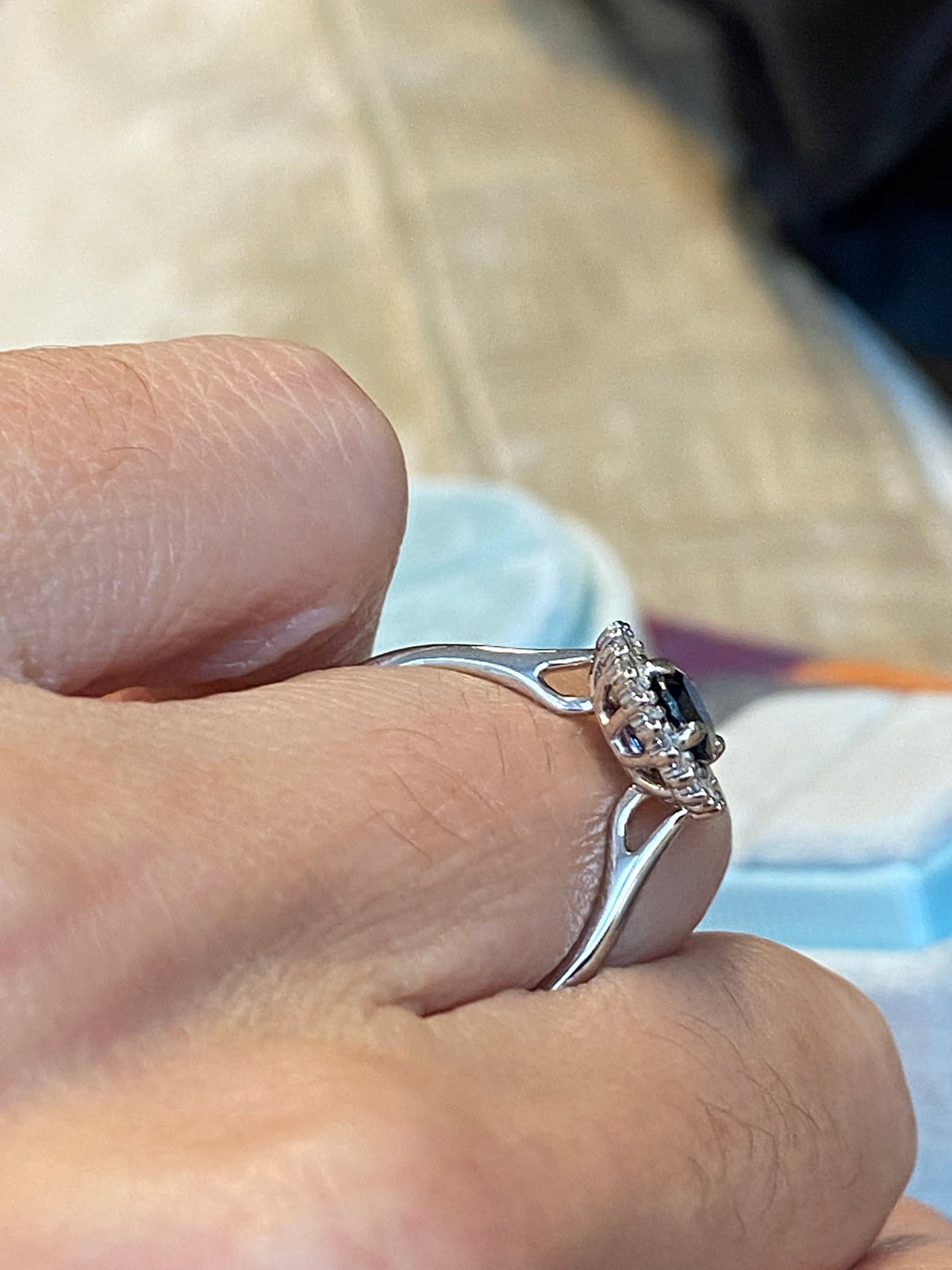 1.27 CTW Blue Ceylon Sapphire and Natural Diamond Ballerina Halo Ring in Platinum