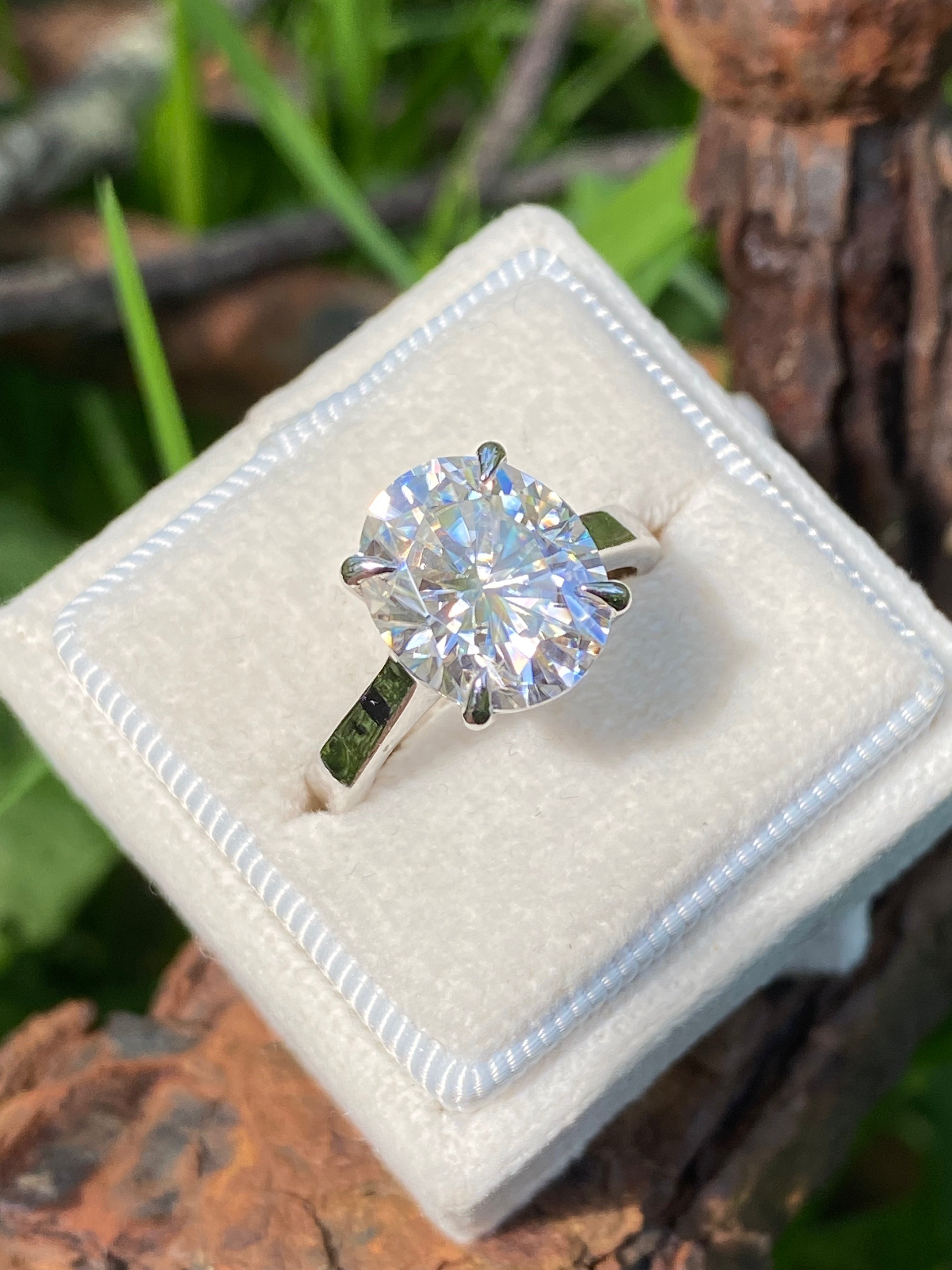 5.17 Carat Oval Cut Moissanite Solitaire Engagement Ring in Sterling Silver
