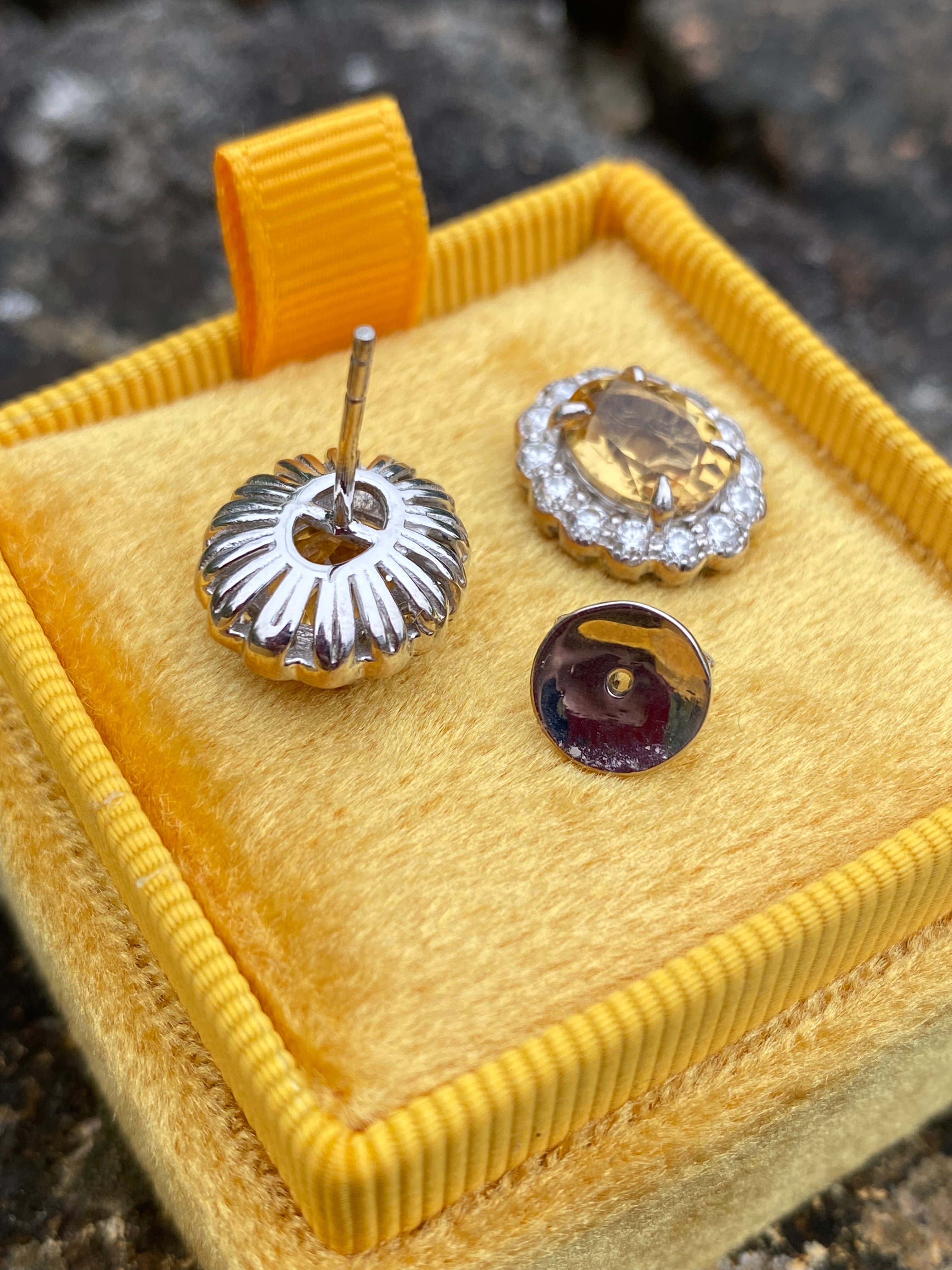 4.71 CTW Oval Cut Citrine and Moissanite Earrings in Sterling Silver
