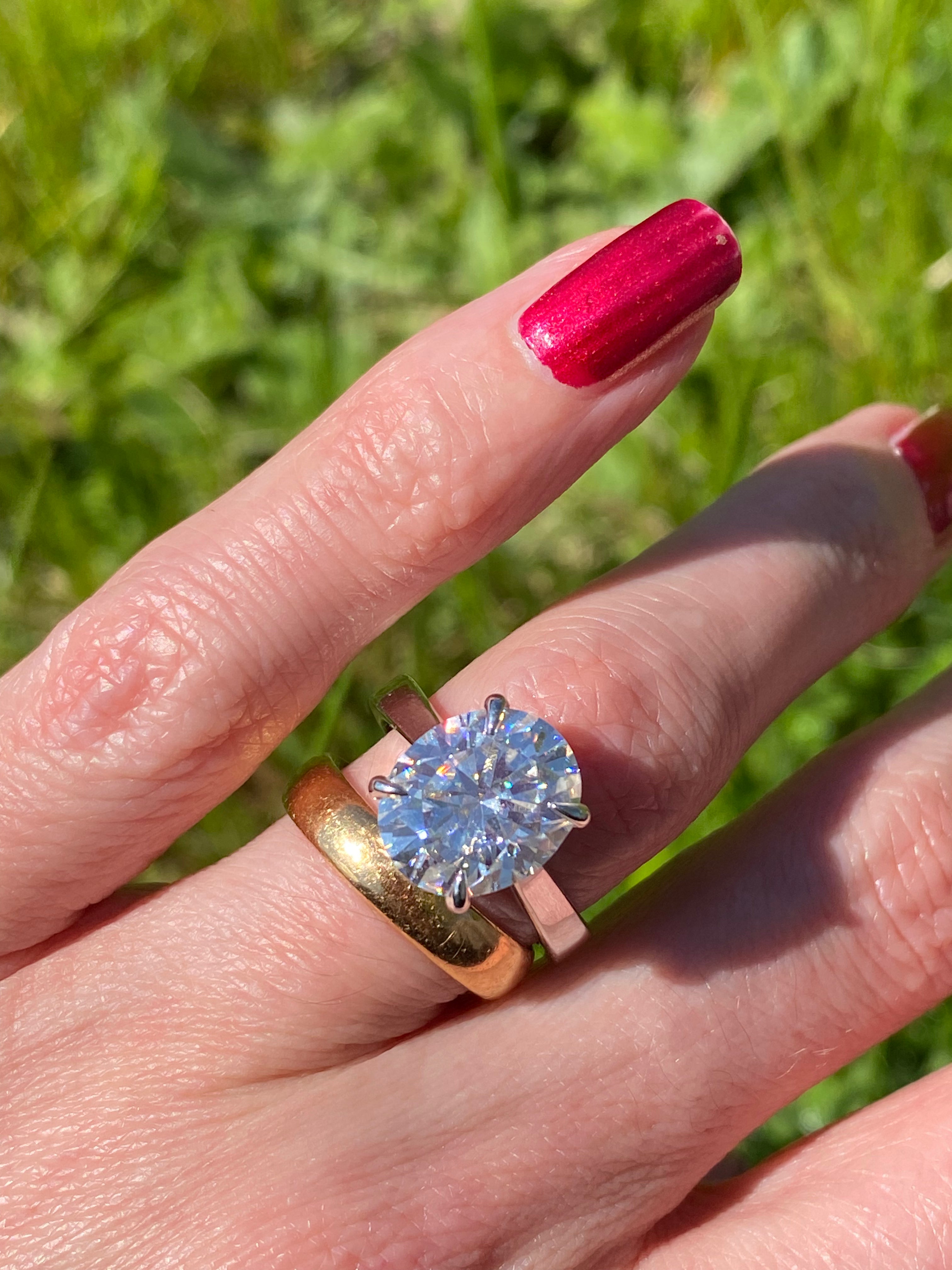 5.17 Carat Oval Cut Moissanite Solitaire Engagement Ring in Sterling Silver