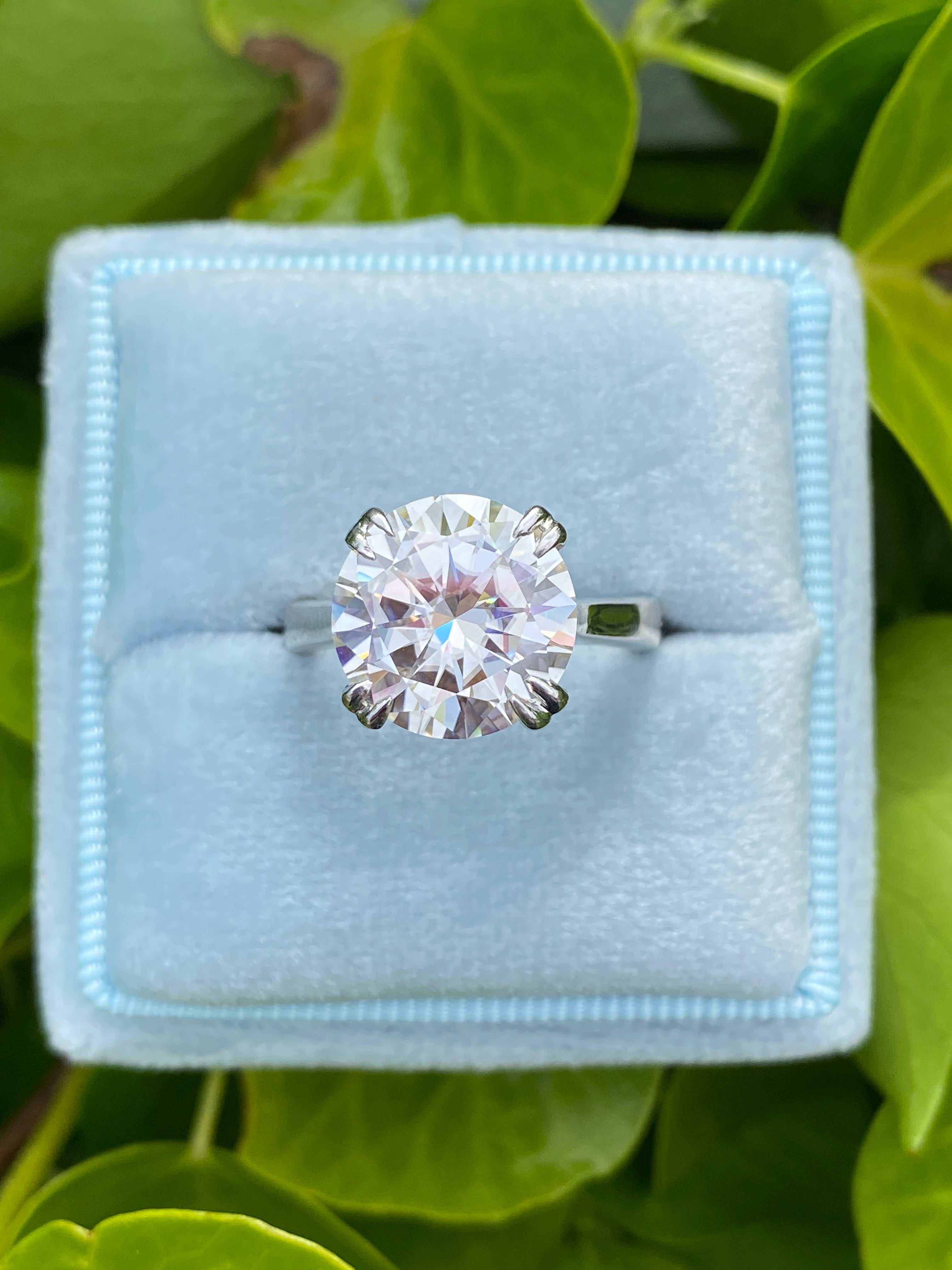 5.67 Carat Round Cut Moissanite Solitaire Engagement Ring in Sterling Silver