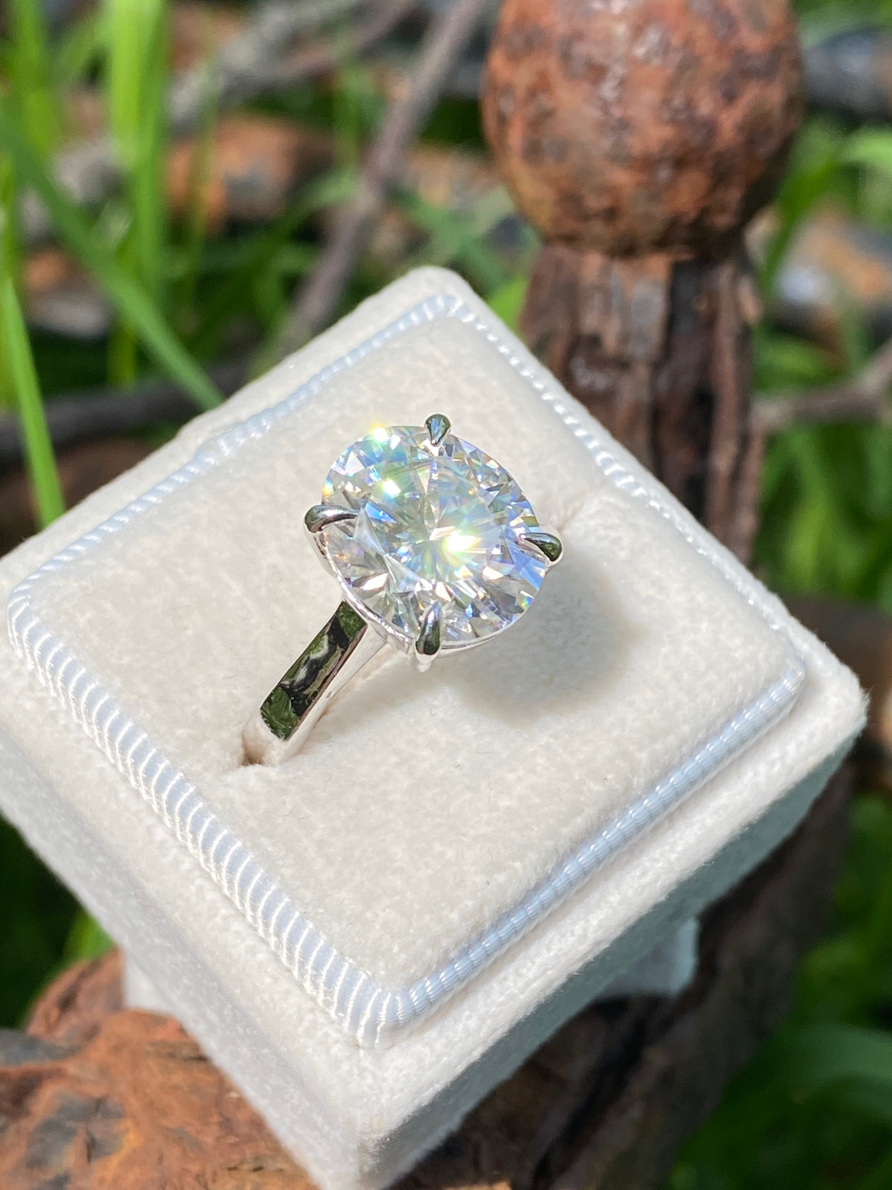 5.17 Carat Oval Cut Moissanite Solitaire Engagement Ring in Sterling Silver
