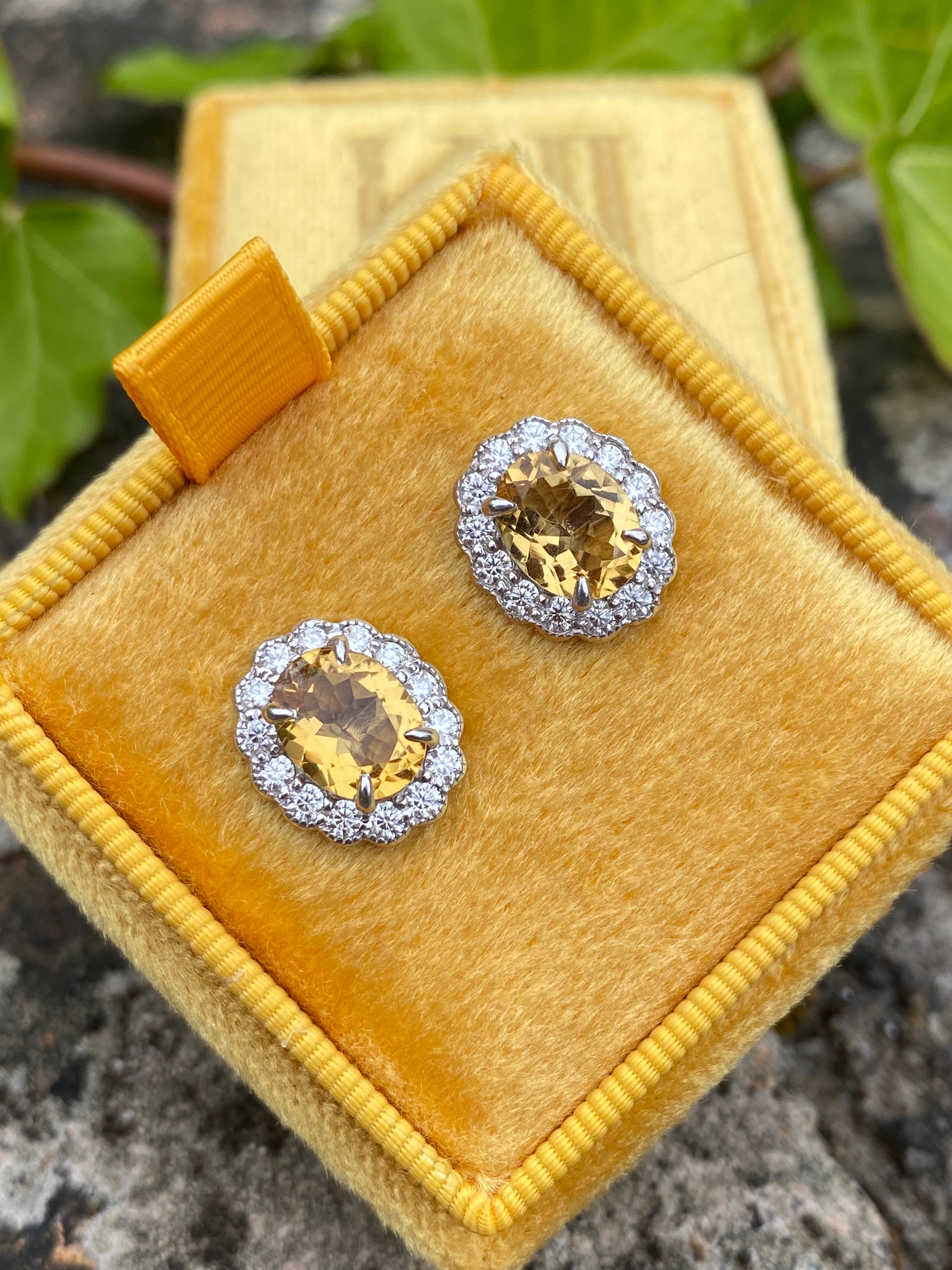 4.71 CTW Oval Cut Citrine and Moissanite Earrings in Sterling Silver