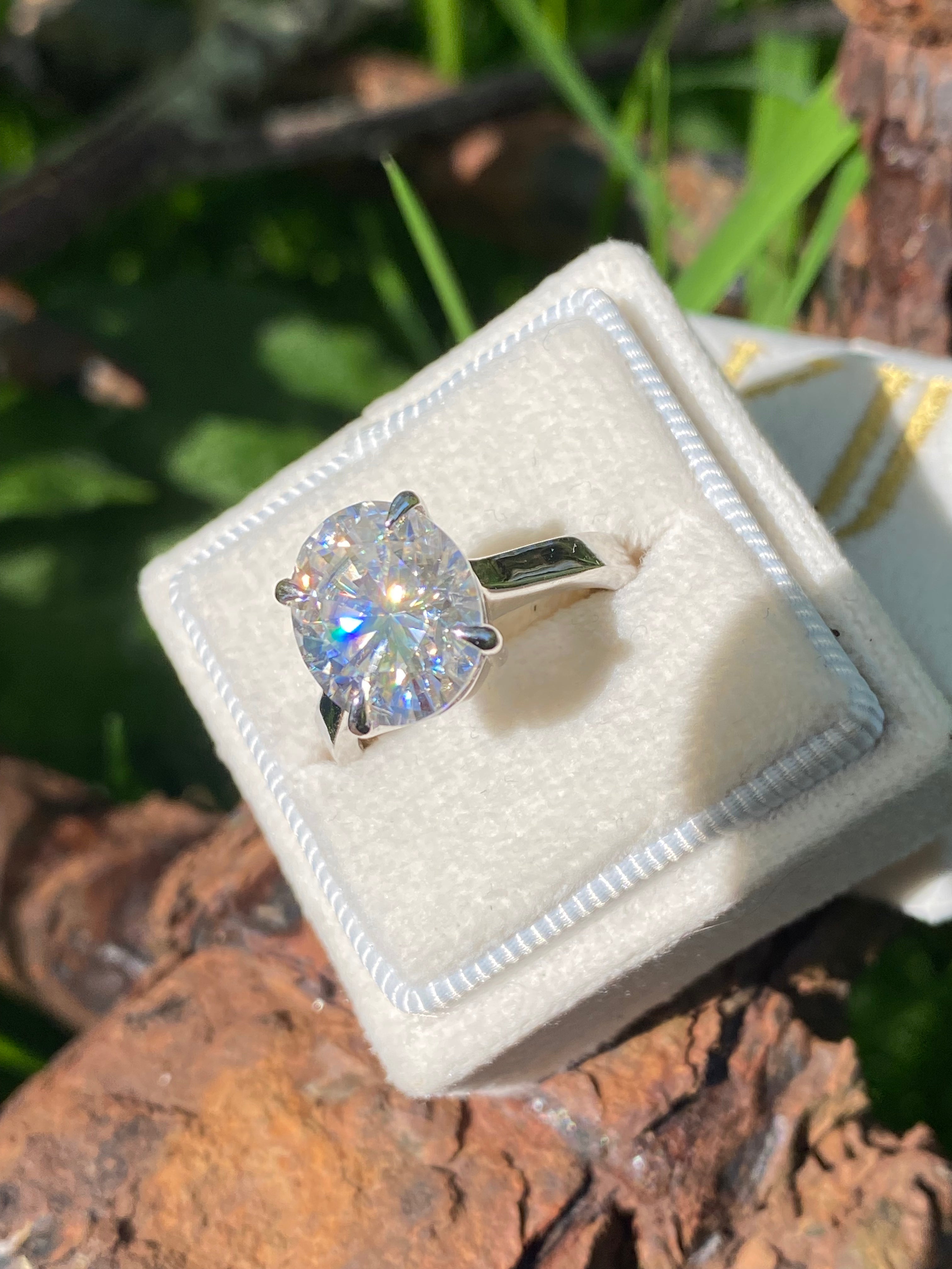 5.17 Carat Oval Cut Moissanite Solitaire Engagement Ring in Sterling Silver