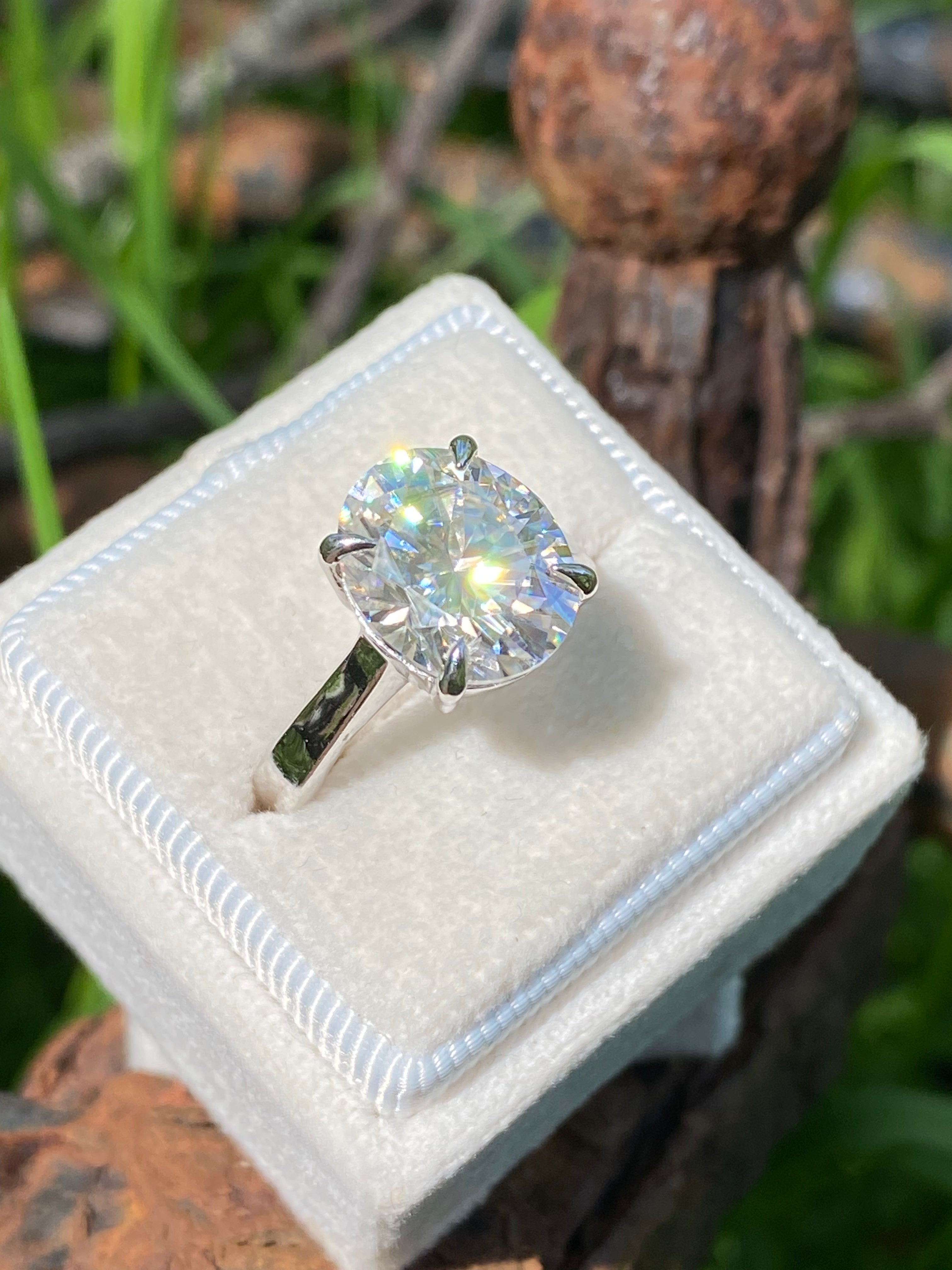 5.17 Carat Oval Cut Moissanite Solitaire Engagement Ring in Sterling Silver