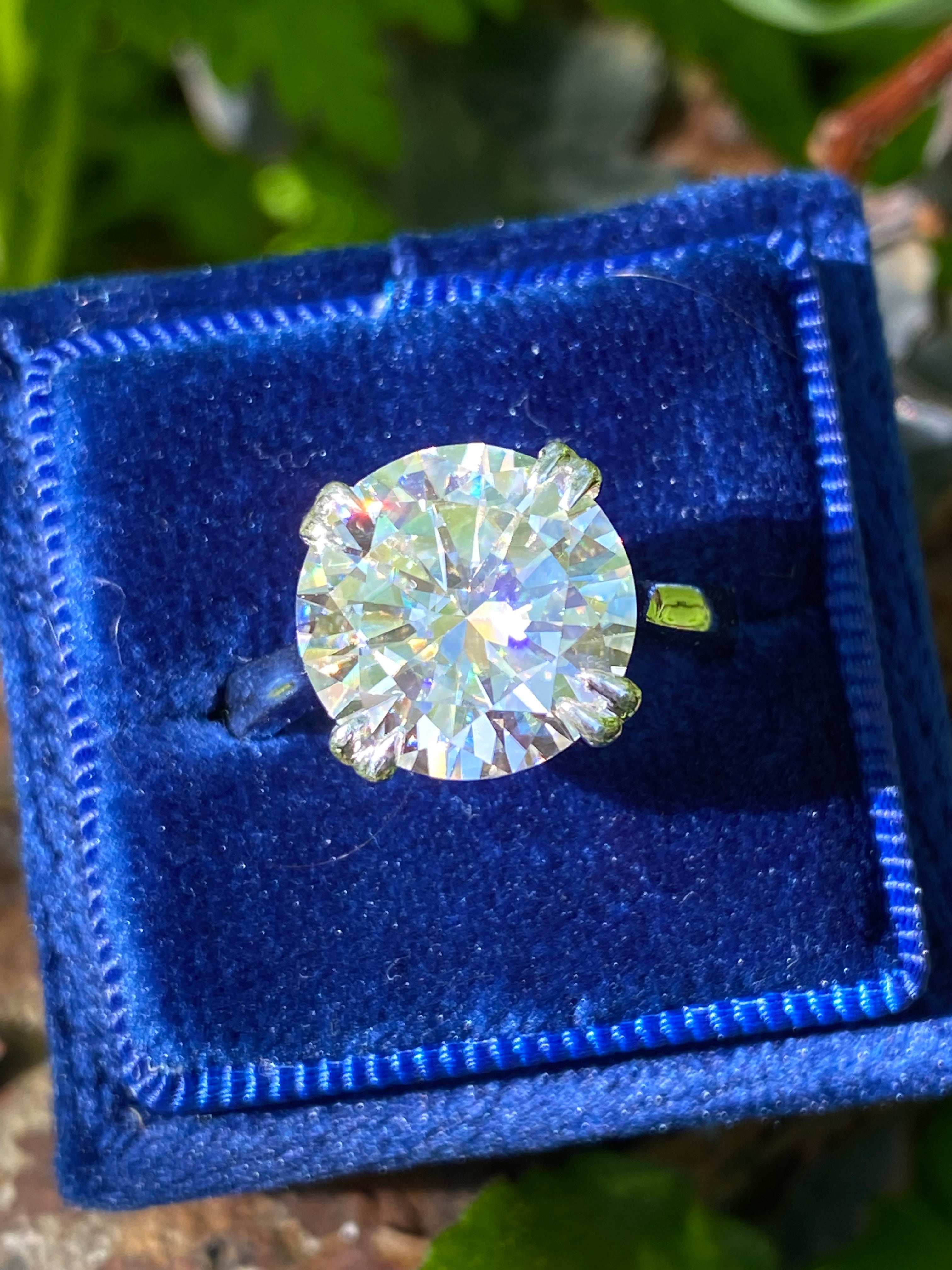5.67 Carat Round Cut Moissanite Solitaire Engagement Ring in Sterling Silver