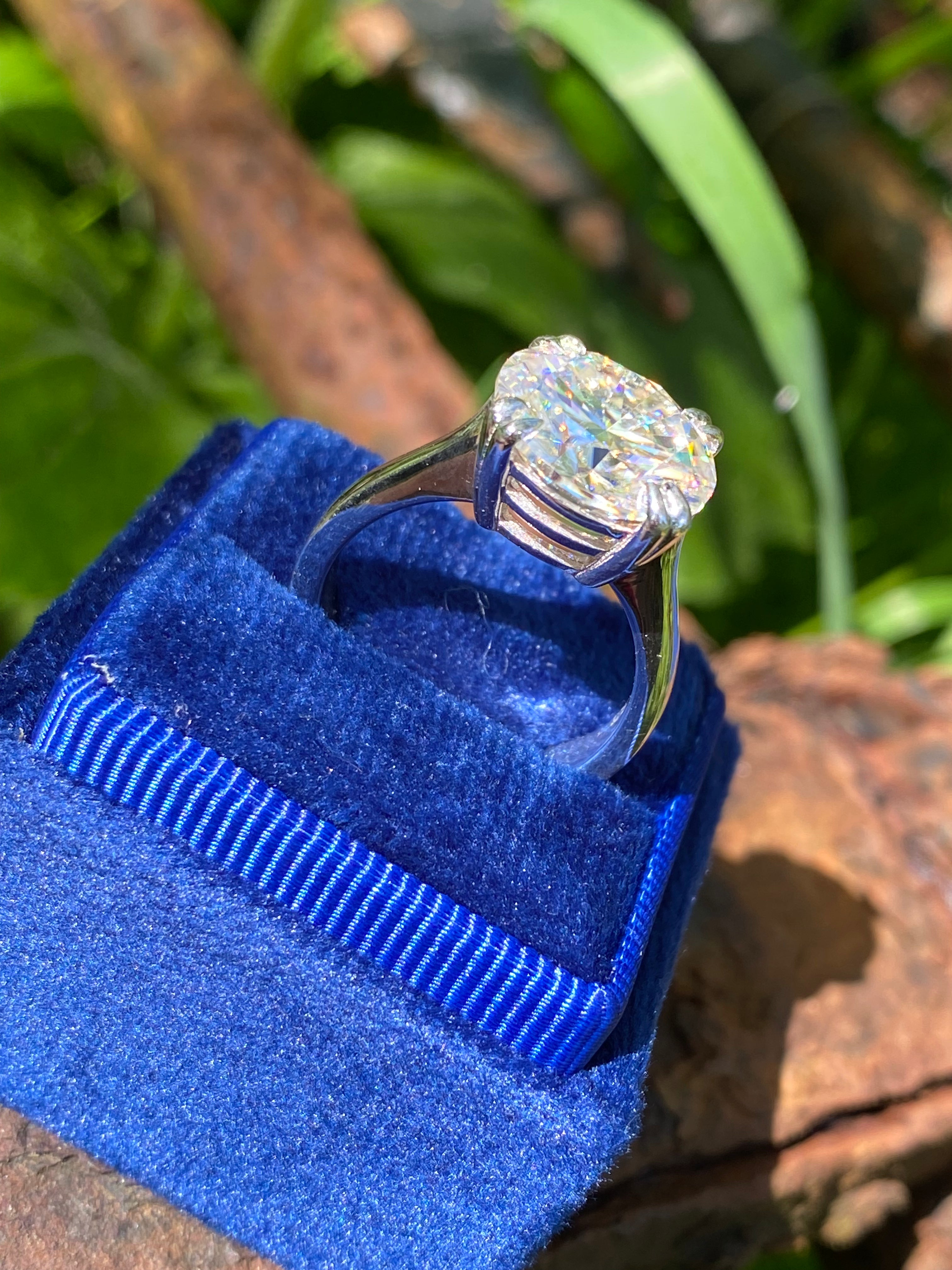 5.67 Carat Round Cut Moissanite Solitaire Engagement Ring in Sterling Silver