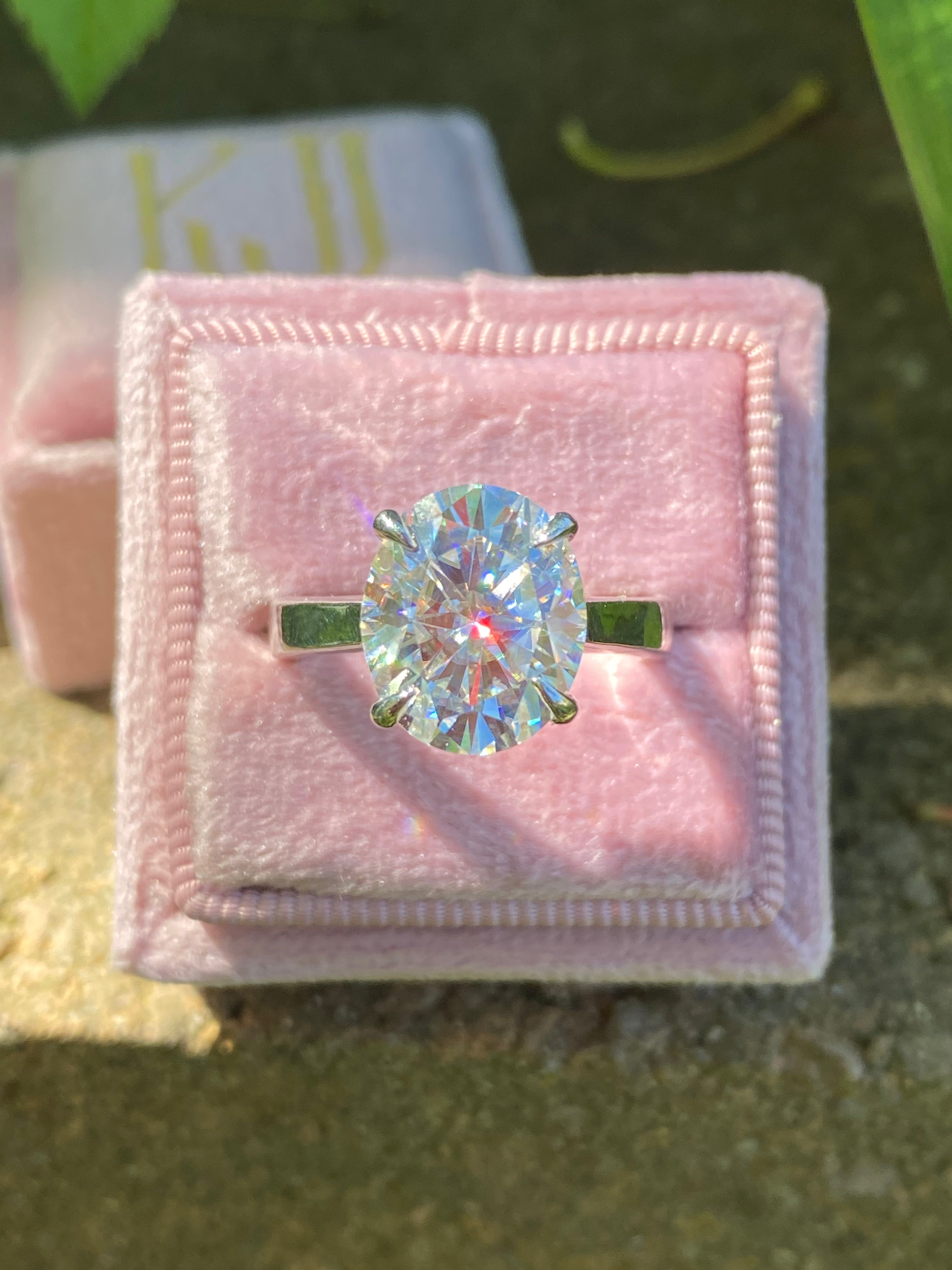 5.17 Carat Oval Cut Moissanite Solitaire Engagement Ring in Sterling Silver