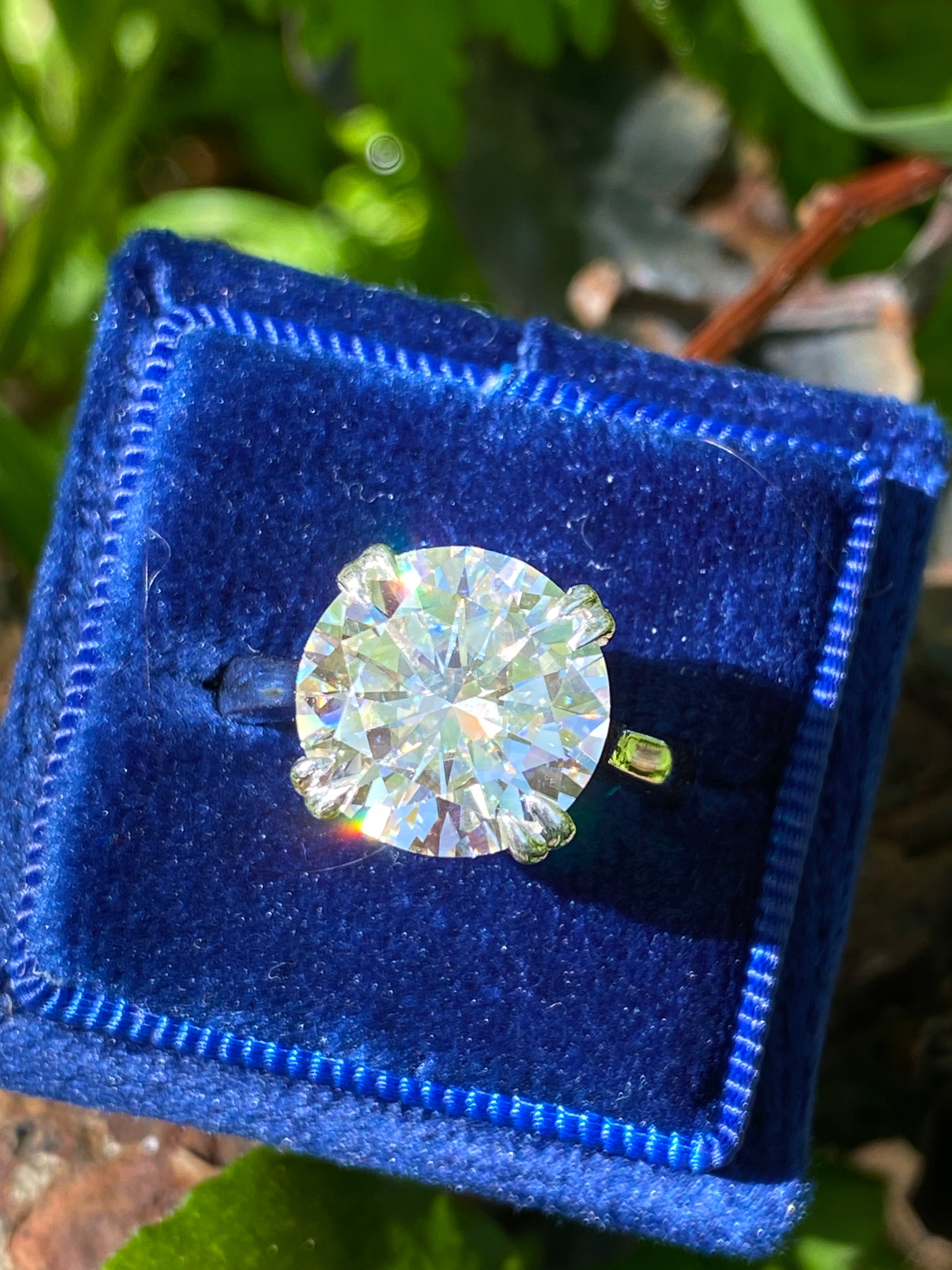 5.67 Carat Round Cut Moissanite Solitaire Engagement Ring in Sterling Silver