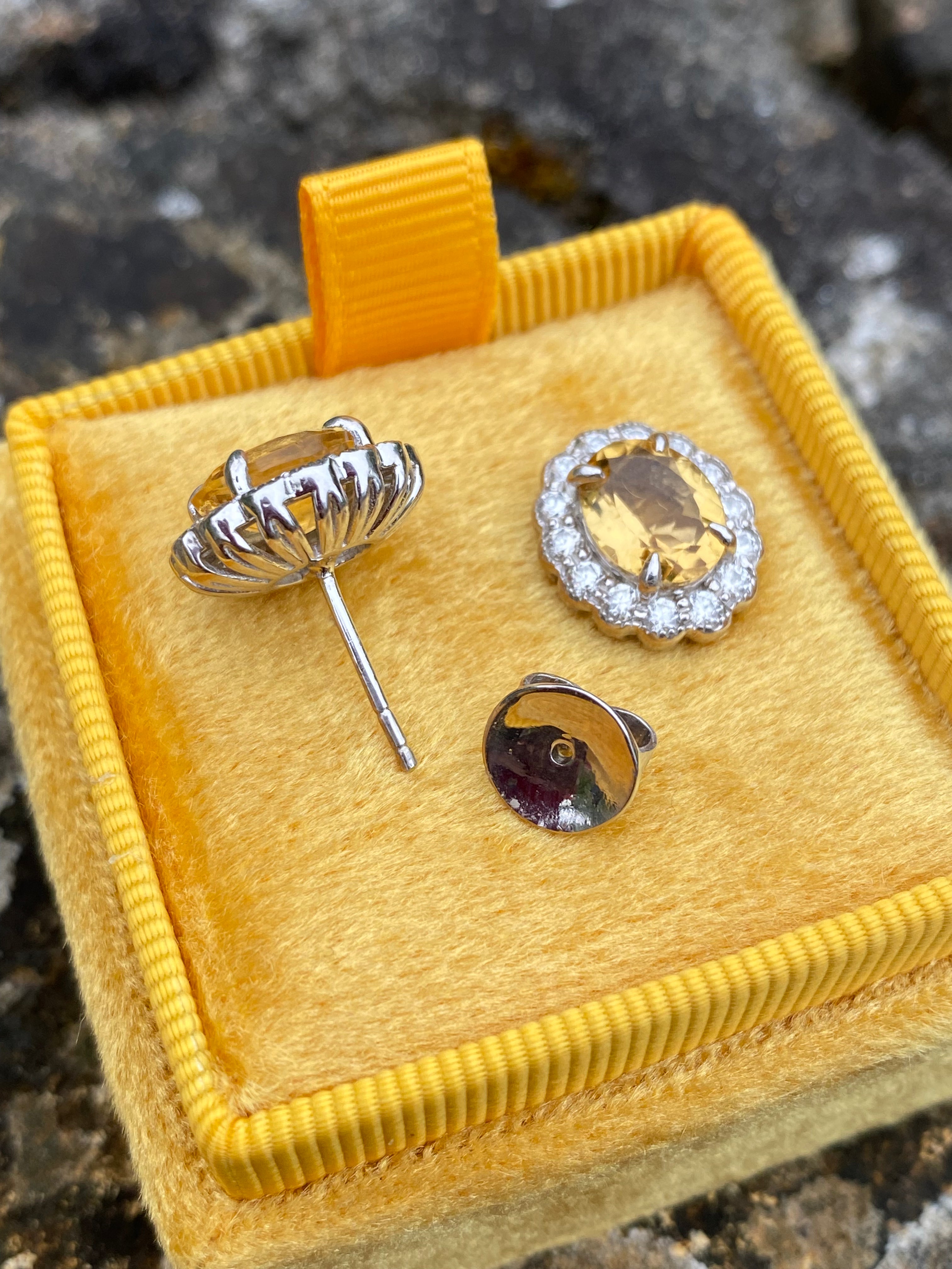 4.71 CTW Oval Cut Citrine and Moissanite Earrings in Sterling Silver