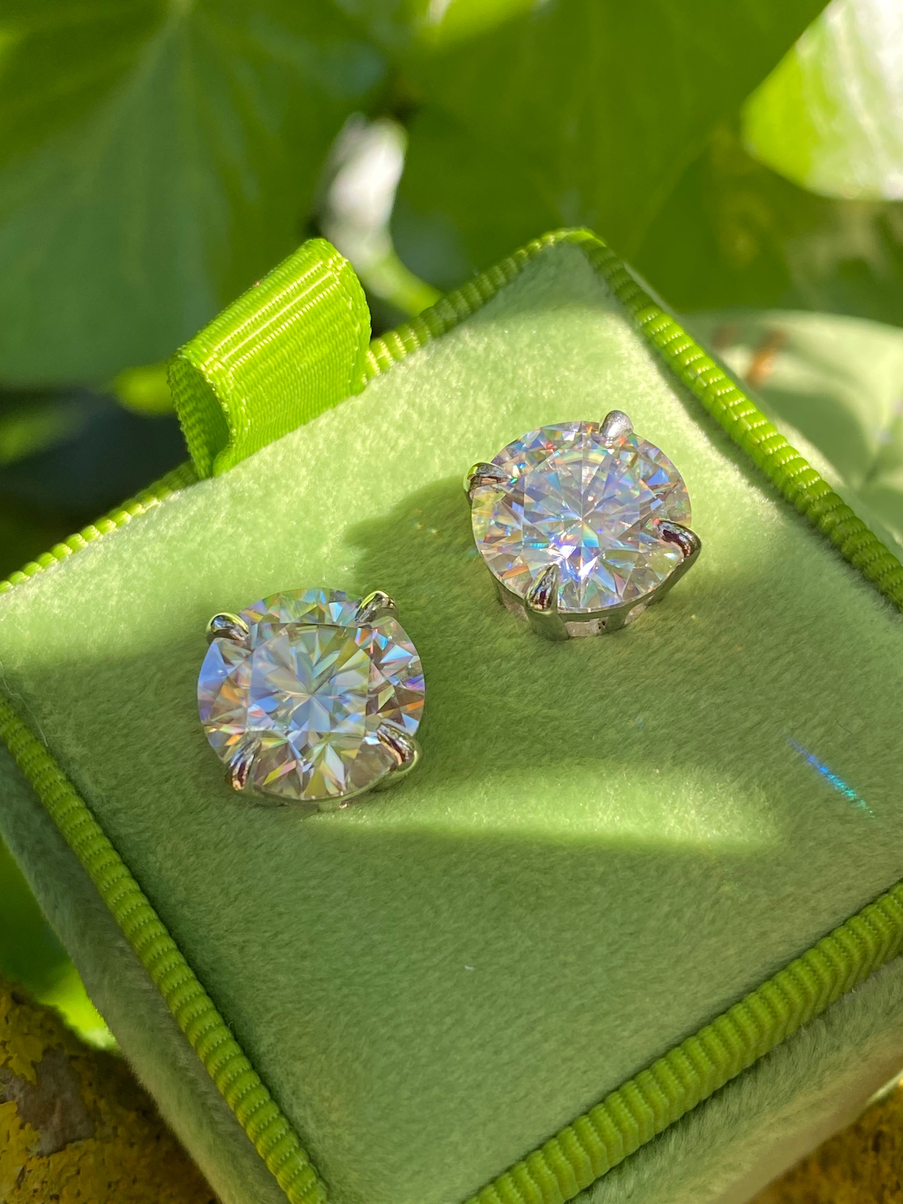 10.29 CTW Moissanite Stud Earrings in Silver or 9ct / 18ct Gold