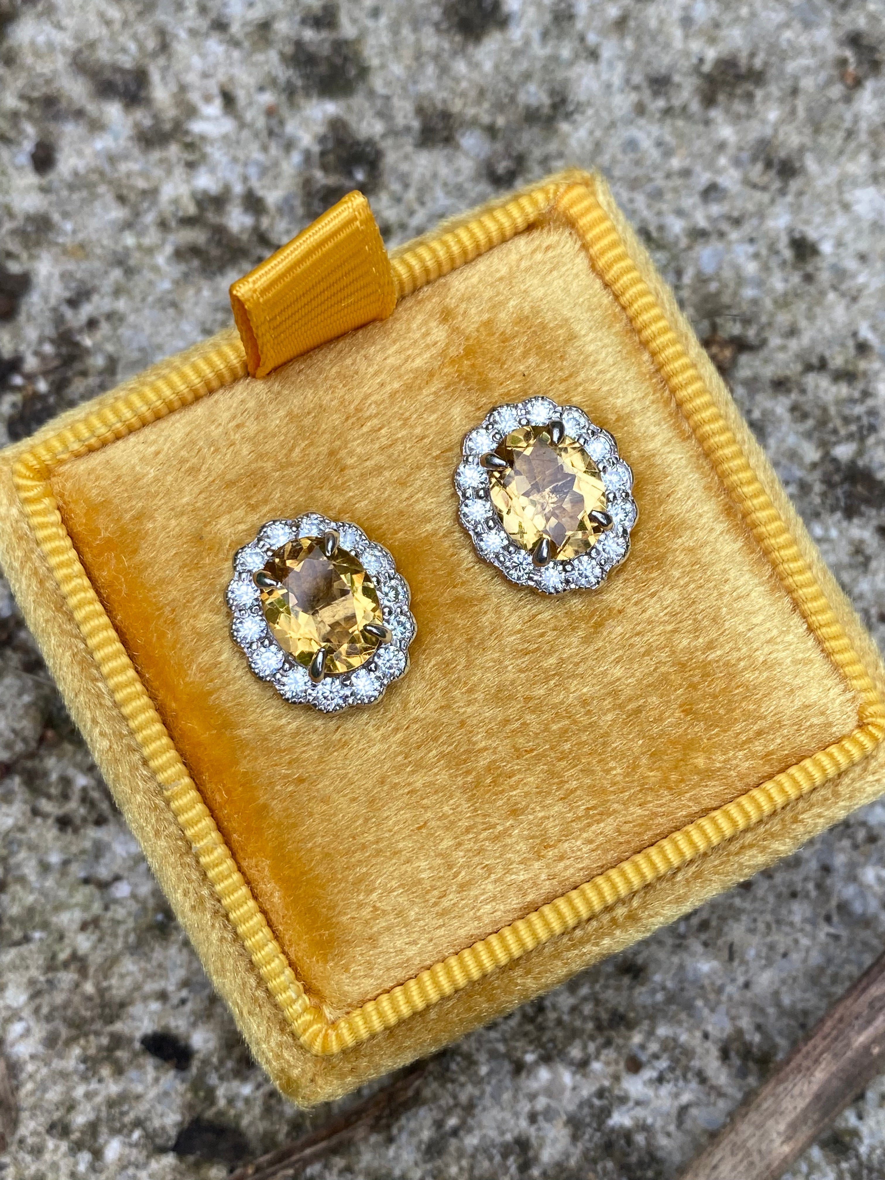 4.71 CTW Oval Cut Citrine and Moissanite Earrings in Sterling Silver