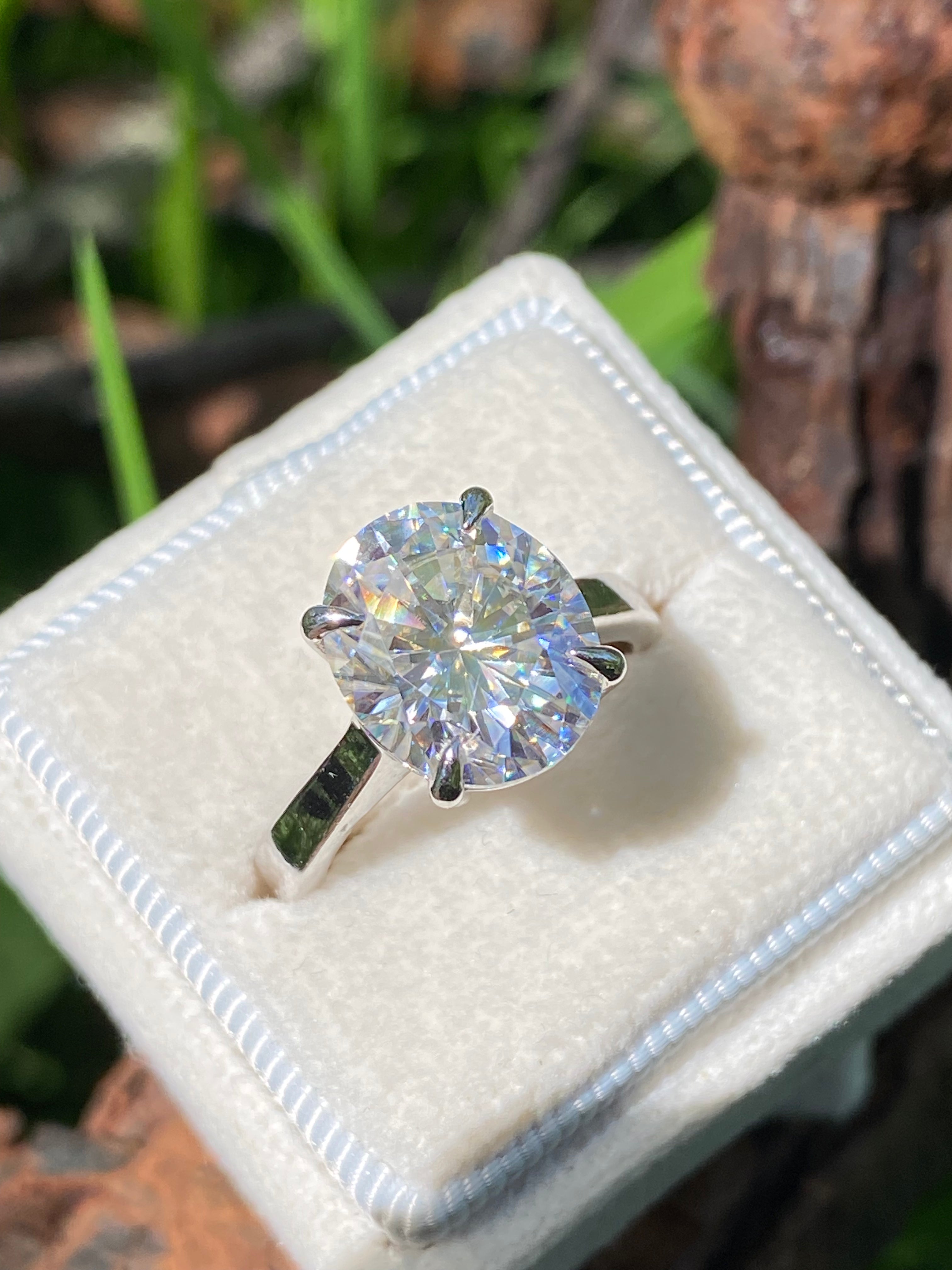 5.17 Carat Oval Cut Moissanite Solitaire Engagement Ring in Sterling Silver