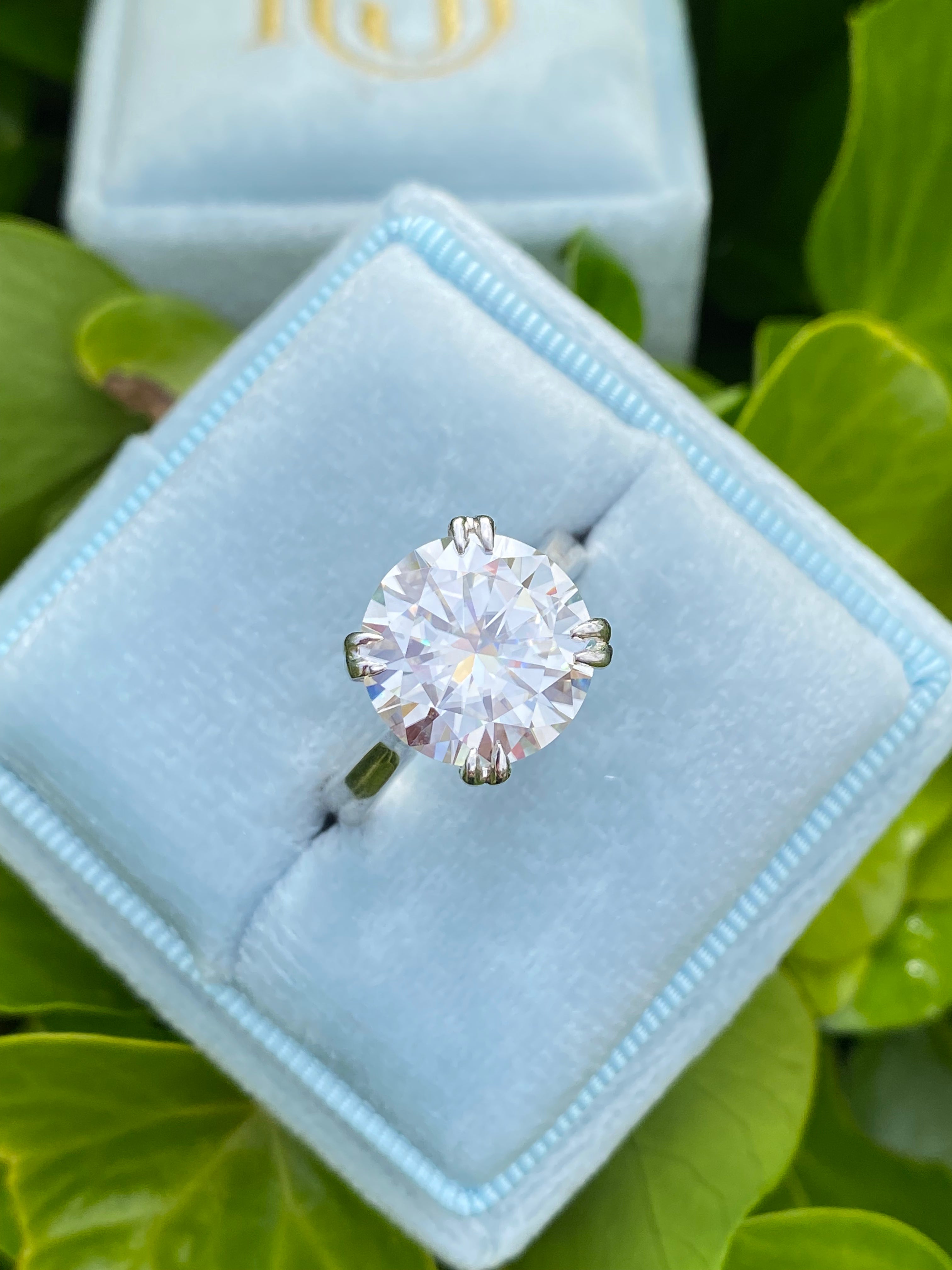 5.67 Carat Round Cut Moissanite Solitaire Engagement Ring in Sterling Silver