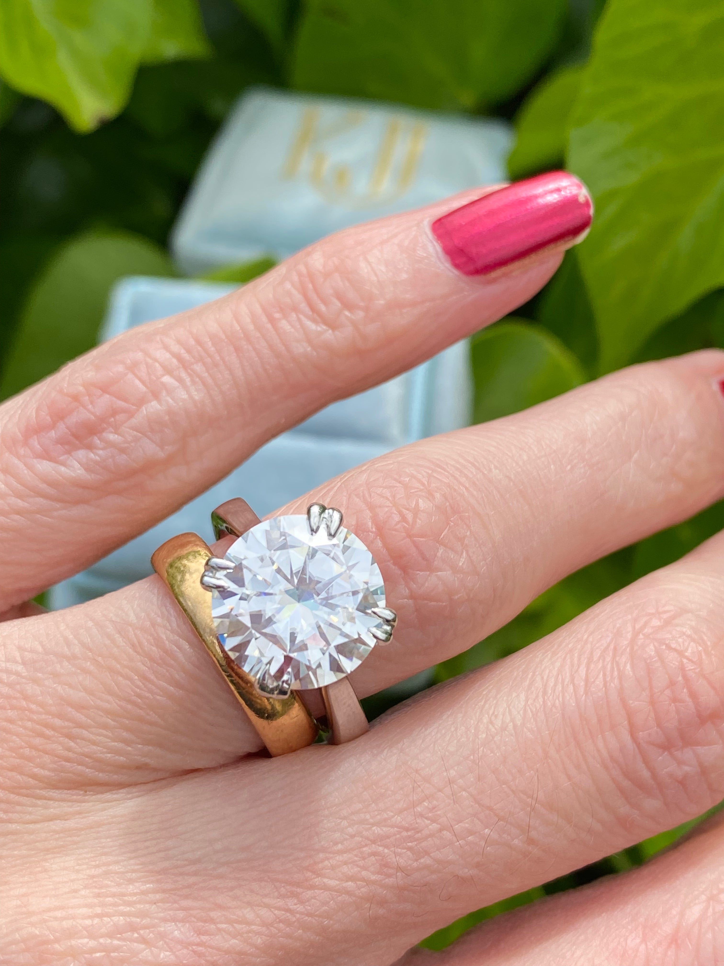 5.67 Carat Round Cut Moissanite Solitaire Engagement Ring in Sterling Silver