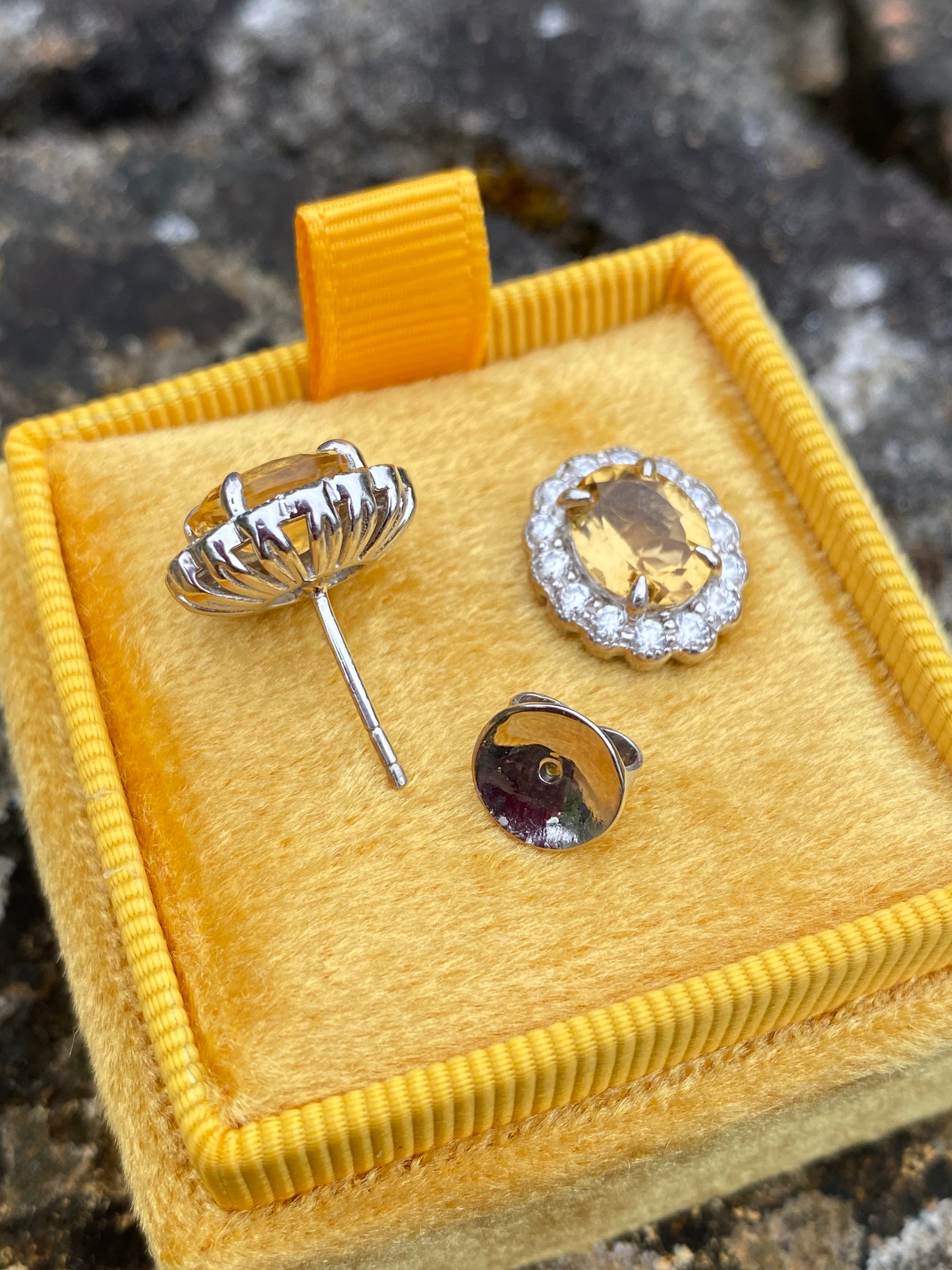 4.71 CTW Oval Cut Citrine and Moissanite Earrings in Sterling Silver
