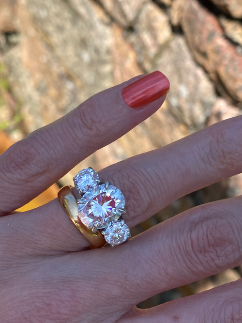 5.65 CTW Oval Cut Moissanite Three Stone Engagement Ring in Sterling Silver