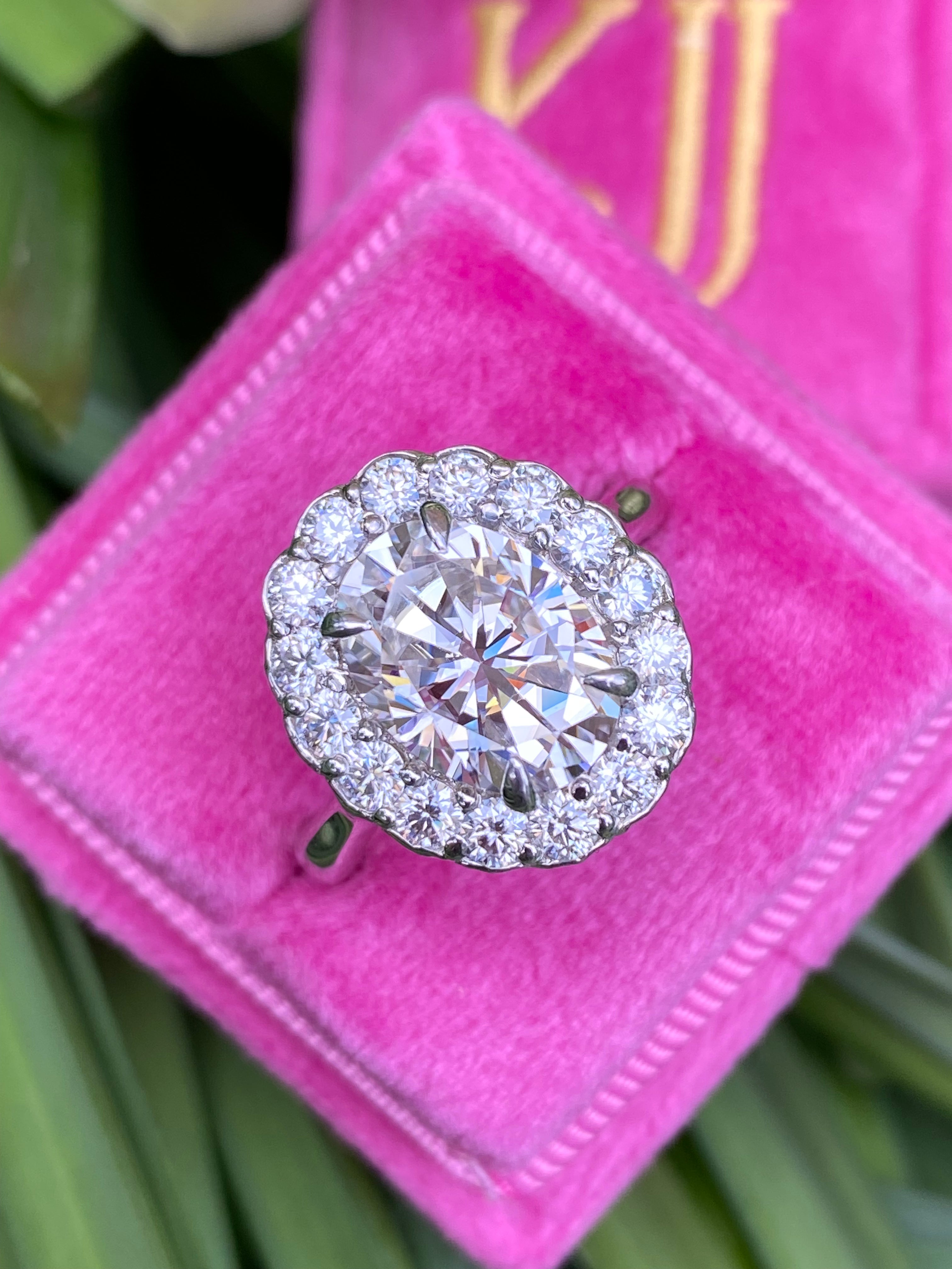 4.47 Carat Oval Cut Moissanite Oval Halo Ring in Sterling Silver