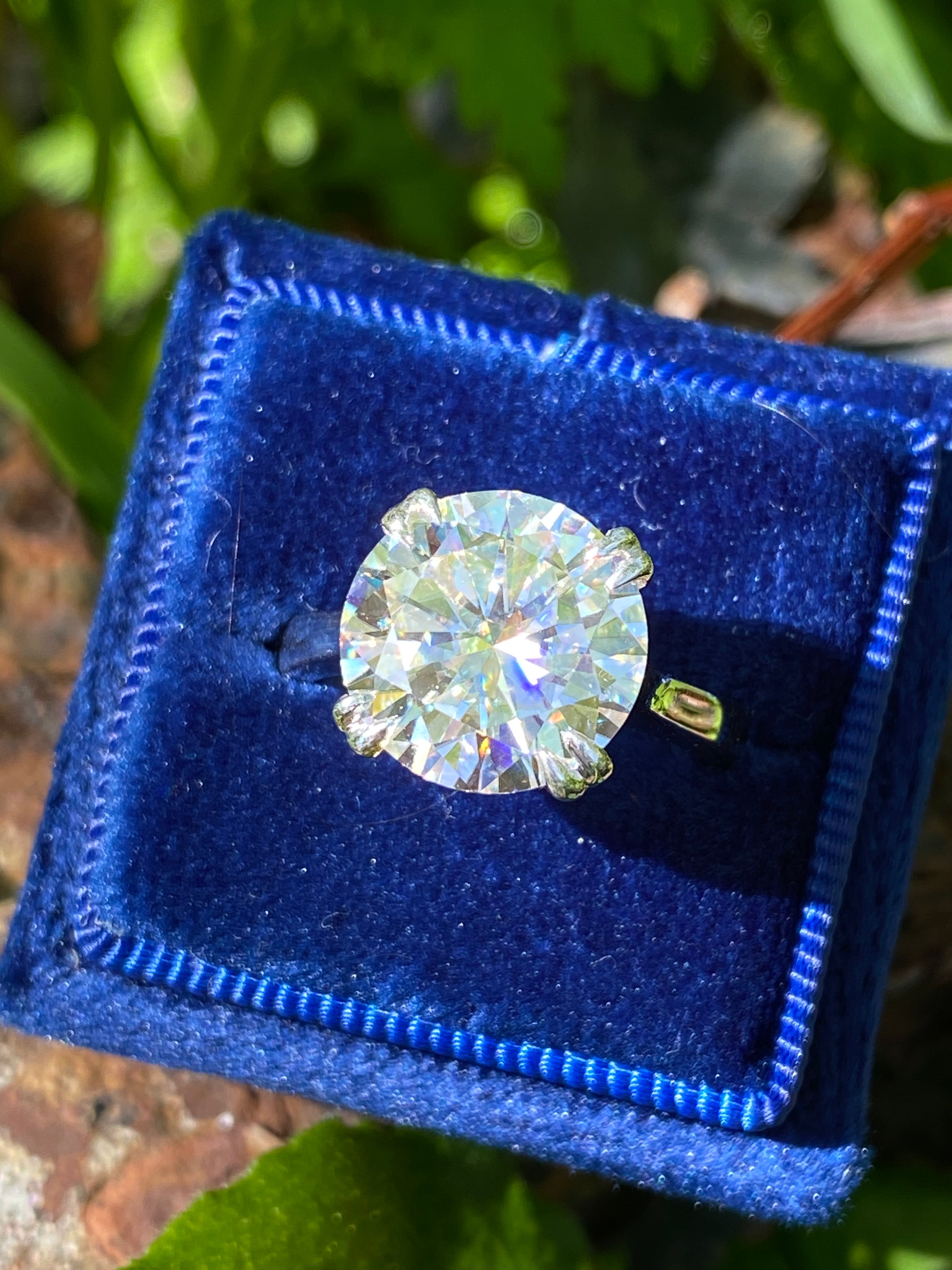 5.67 Carat Round Cut Moissanite Solitaire Engagement Ring in Sterling Silver
