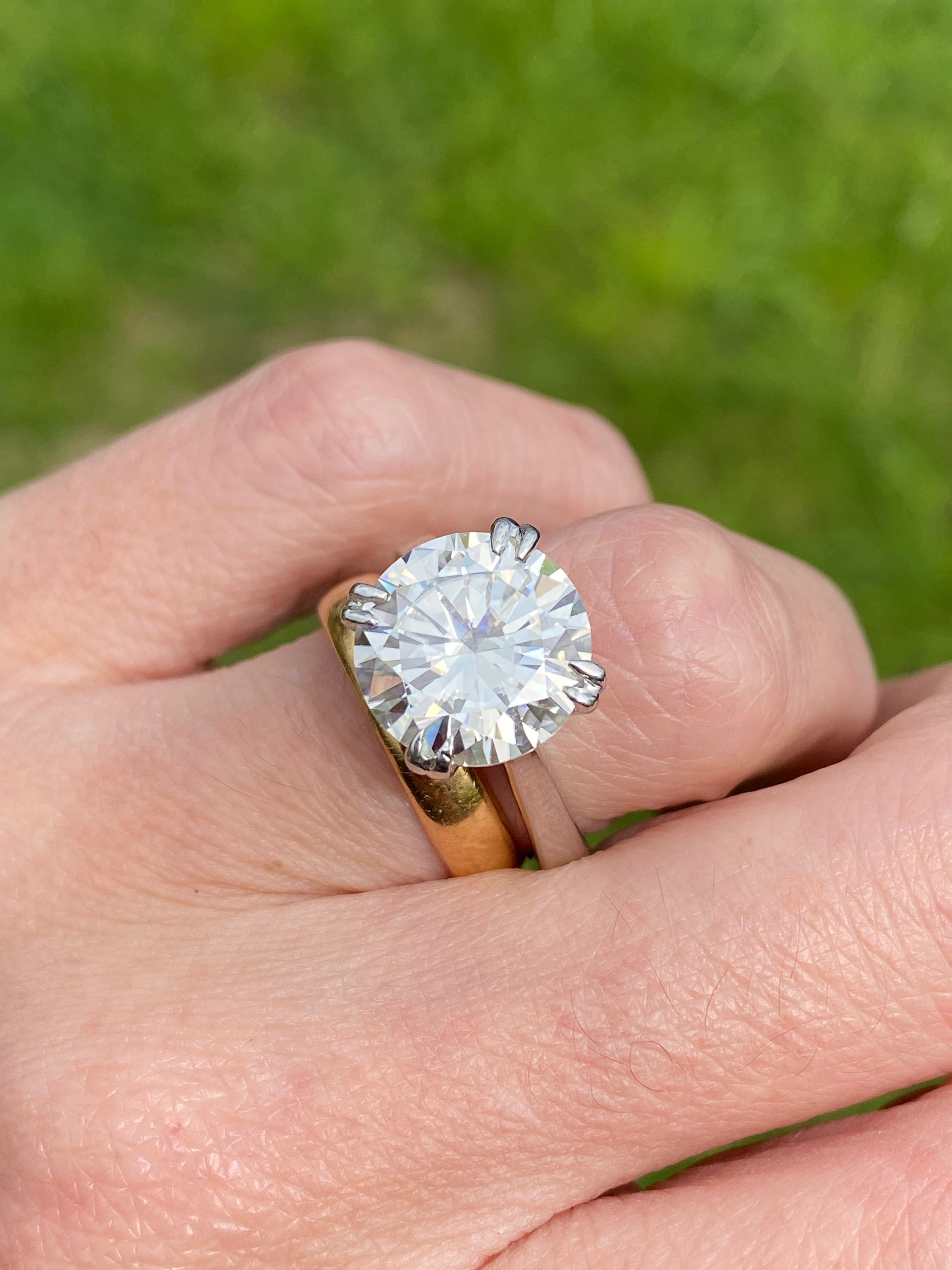5.67 Carat Round Cut Moissanite Solitaire Engagement Ring in Sterling Silver