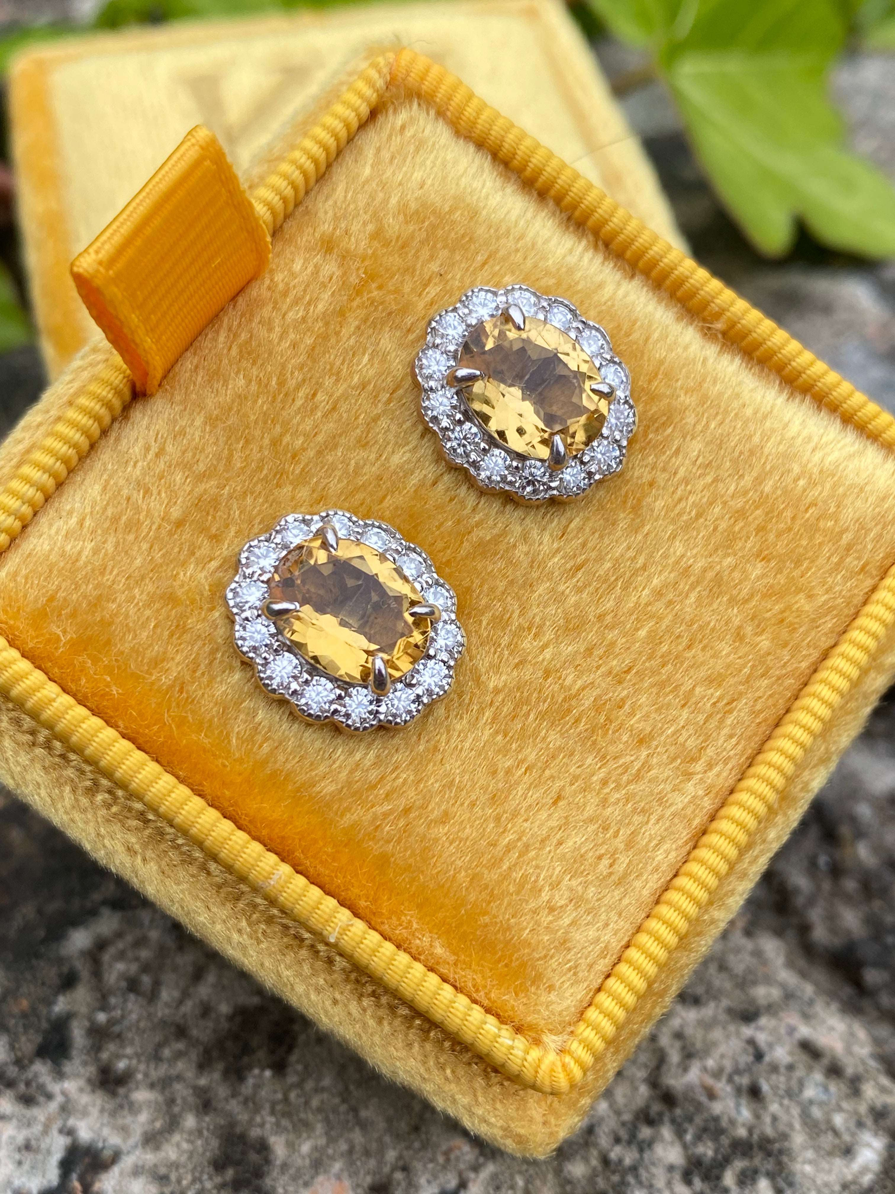 4.71 CTW Oval Cut Citrine and Moissanite Earrings in Sterling Silver