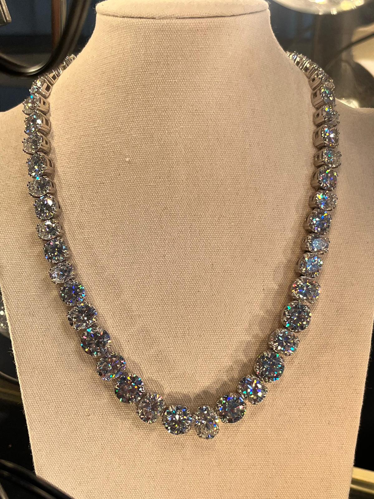 186.00 CTW Moissanite Necklace in Sterling Silver