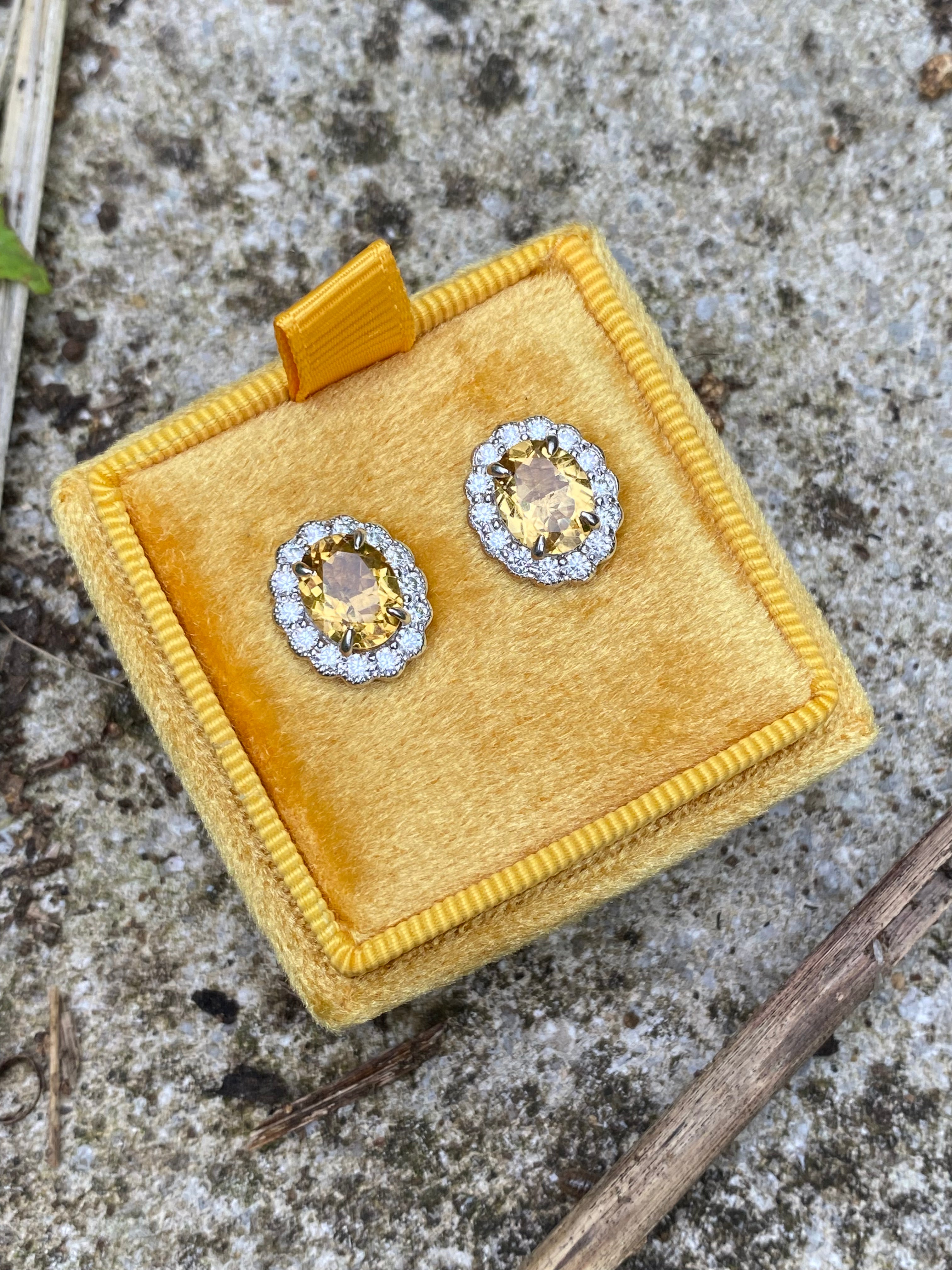 4.71 CTW Oval Cut Citrine and Moissanite Earrings in Sterling Silver