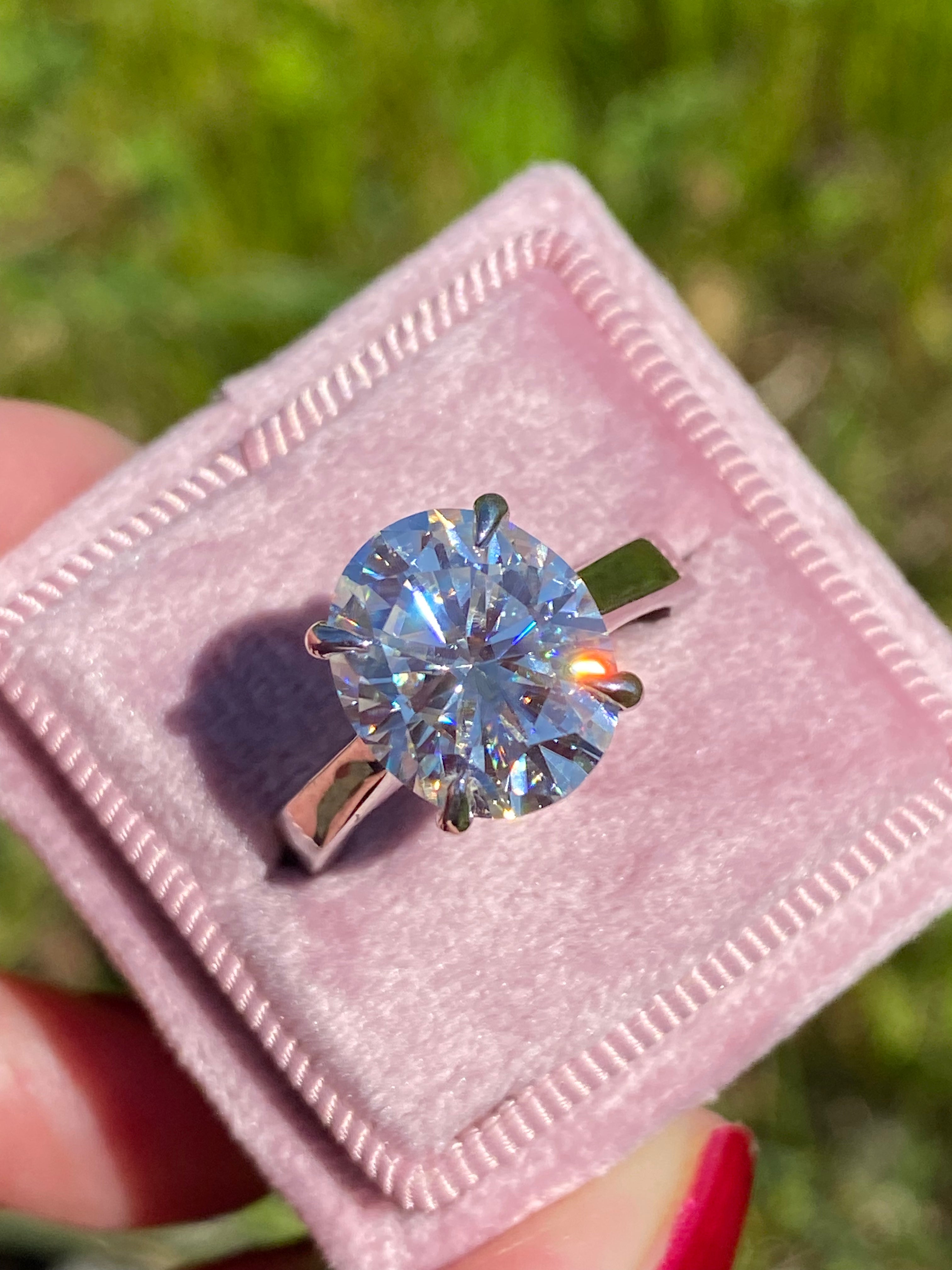 5.17 Carat Oval Cut Moissanite Solitaire Engagement Ring in Sterling Silver