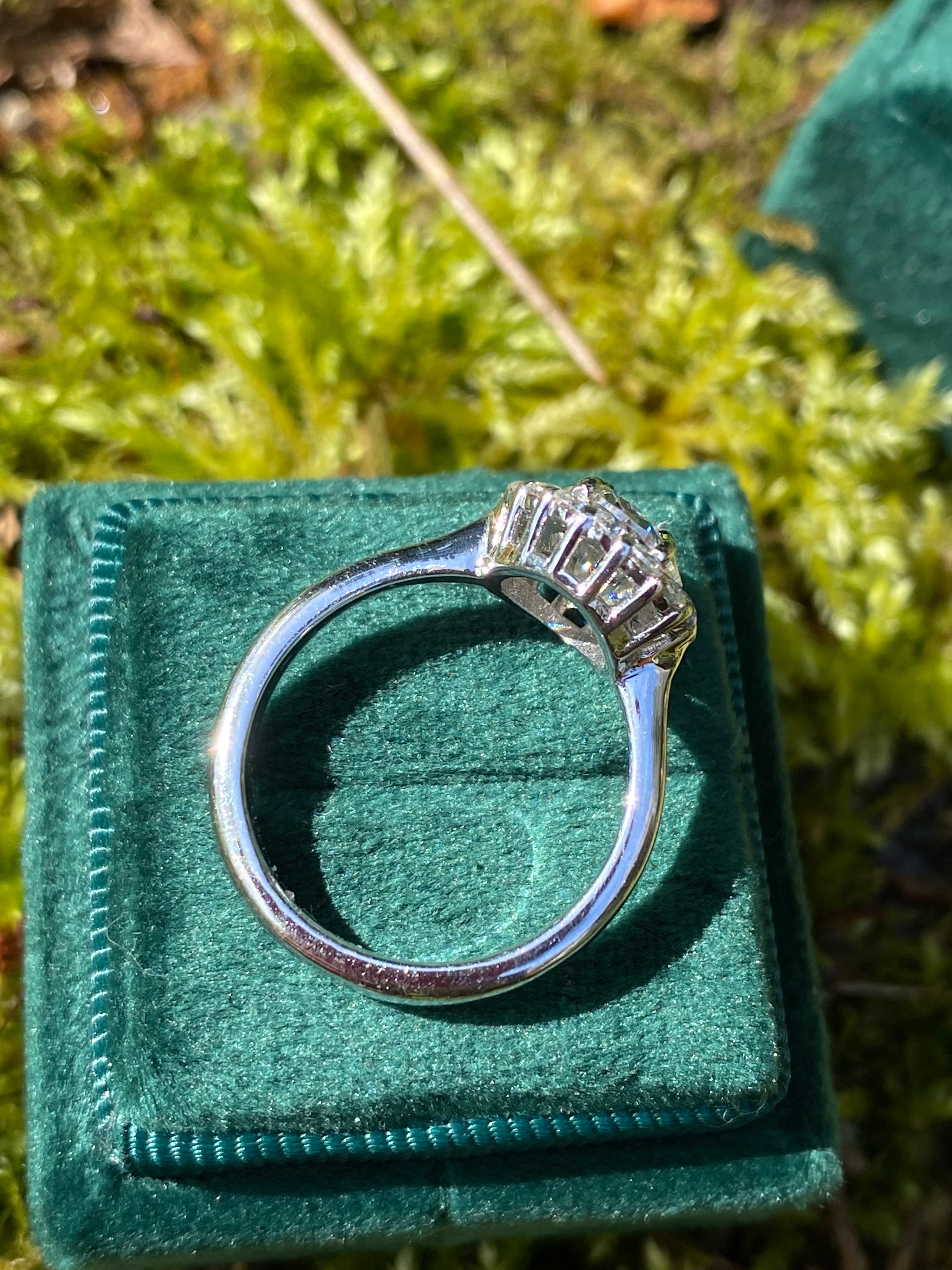 2.52 Carat Oval Cut Moissanite Halo Ring in Sterling Silver