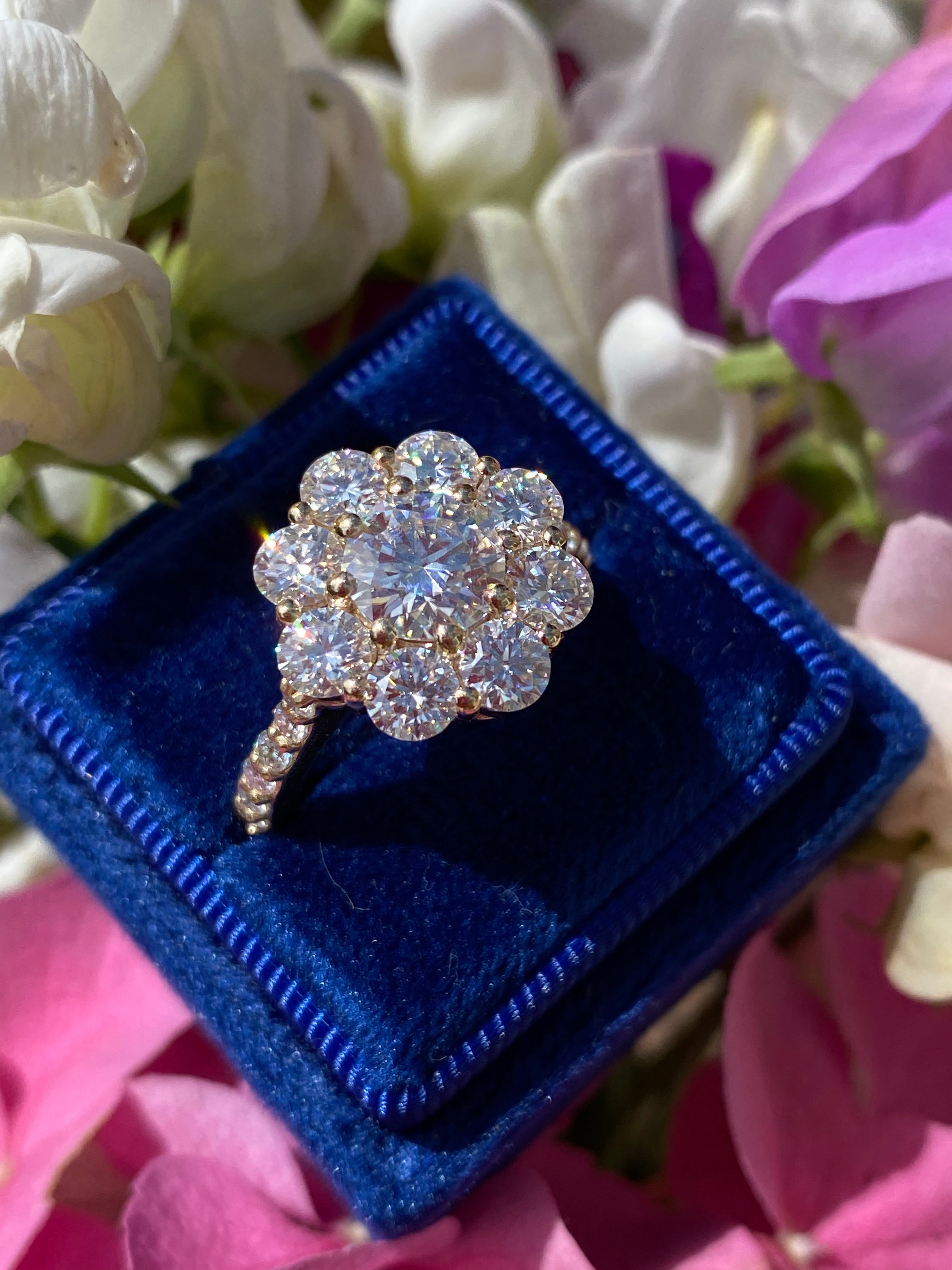 3.38 CTW Moissanite Daisy Halo Engagement Ring in Sterling Silver