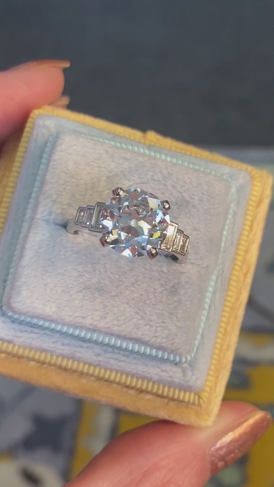 Heritage 4.00 CTW + Old Cut Lab Grown Diamond Art Deco Design Solitaire Engagement Ring, at Least F Colour / VS Clarity