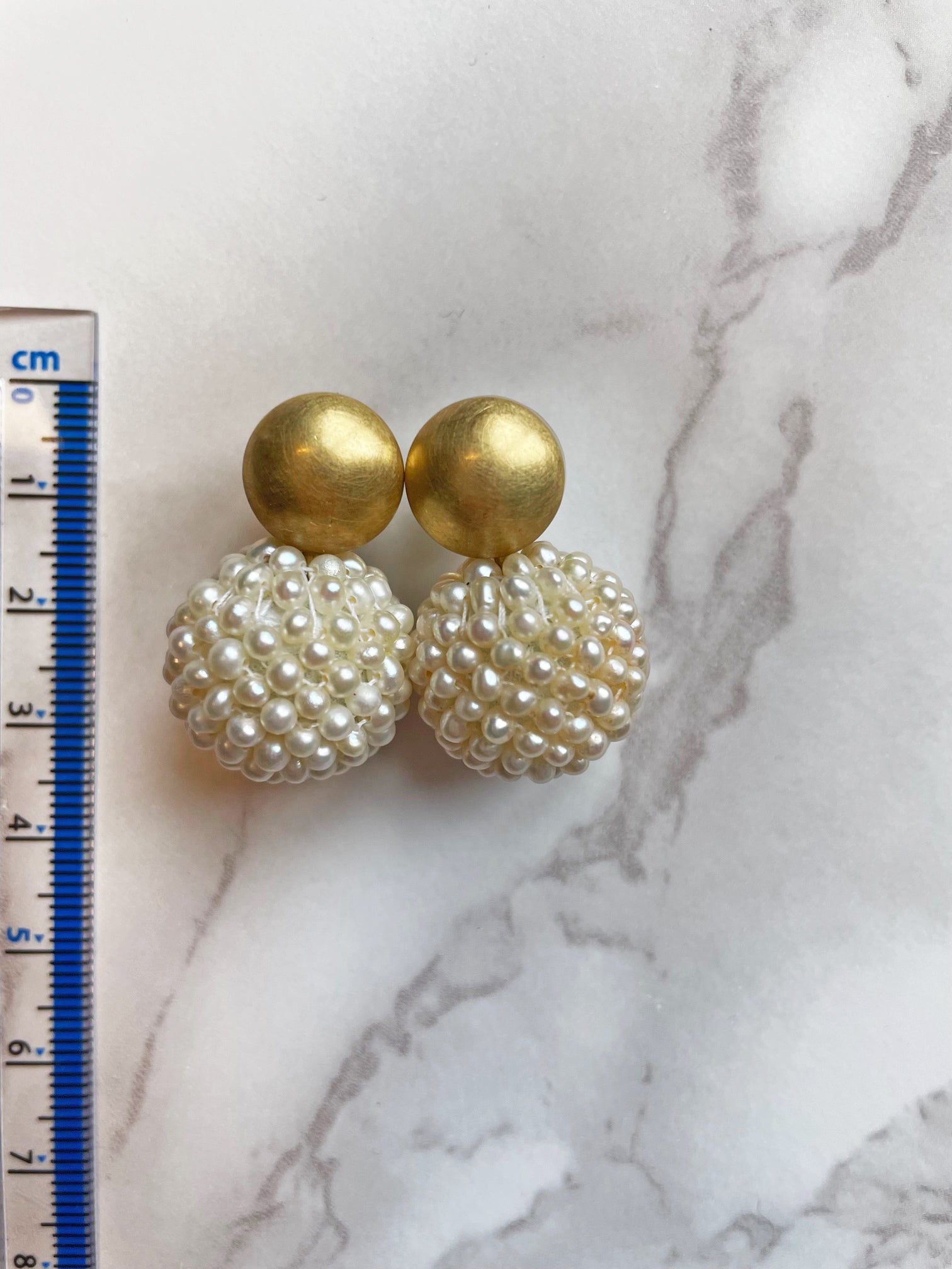 Seed Pearl Drop Earrings in 18ct Yellow Gold