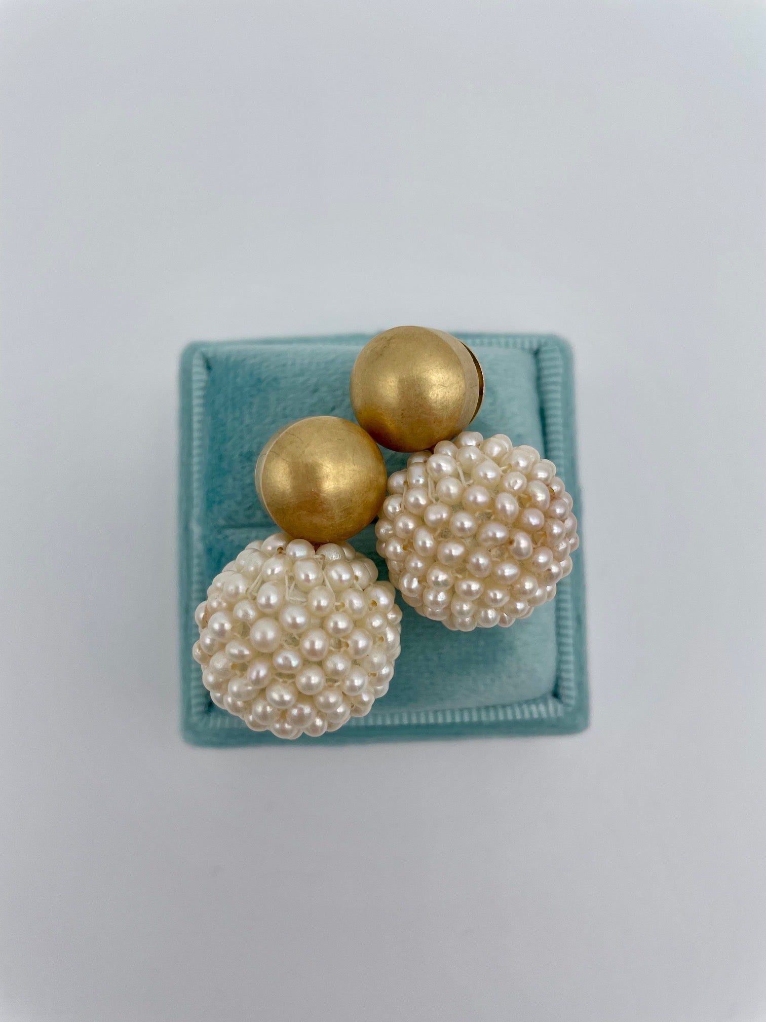 Seed Pearl Drop Earrings in 18ct Yellow Gold