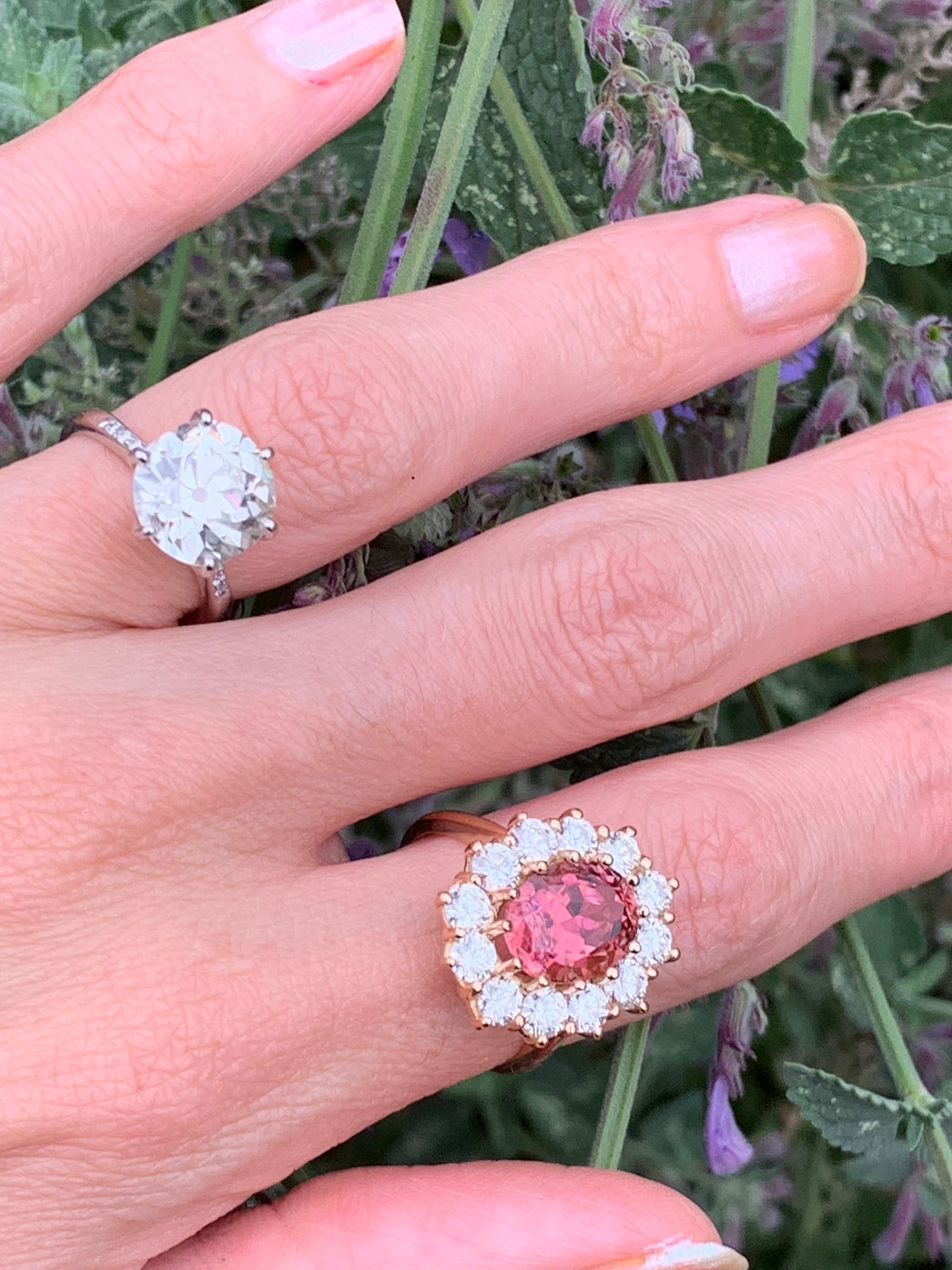 5.05 Carat Oval-Cut Pink Tourmaline and Diamond Halo Ring in 18K Rose Gold