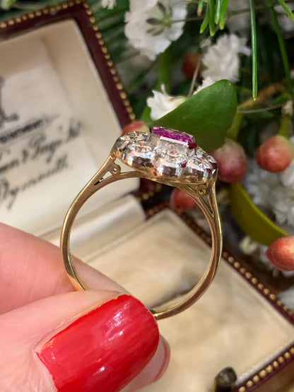 2.00 CTW Pink Sapphire and Diamond Halo Ring in 18ct White and Yellow Gold