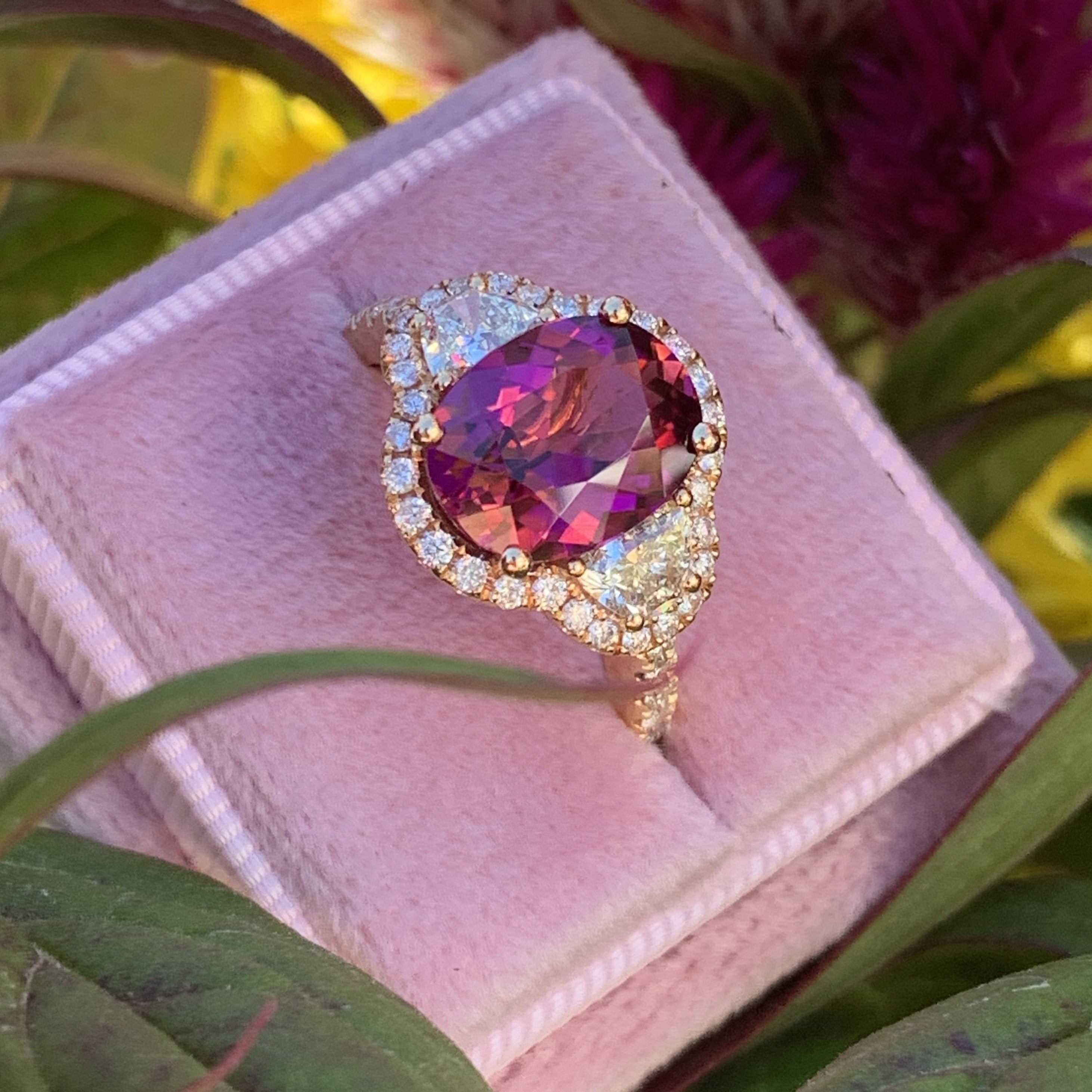 3.00 Carat Pink Tourmaline and Diamond Ring in 18K Rose Gold 