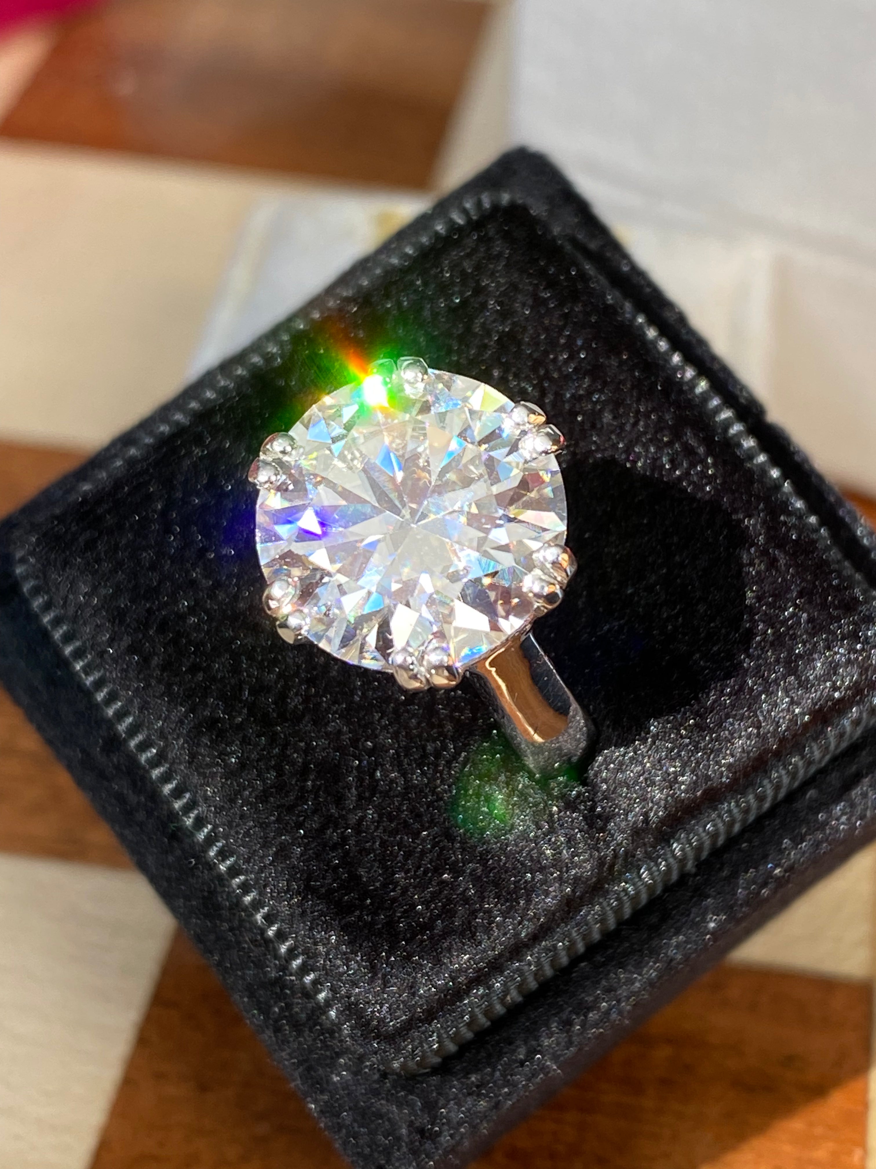 7.50 Carat Round Brilliant Cut Moissanite Solitaire Engagement Ring in Sterling Silver
