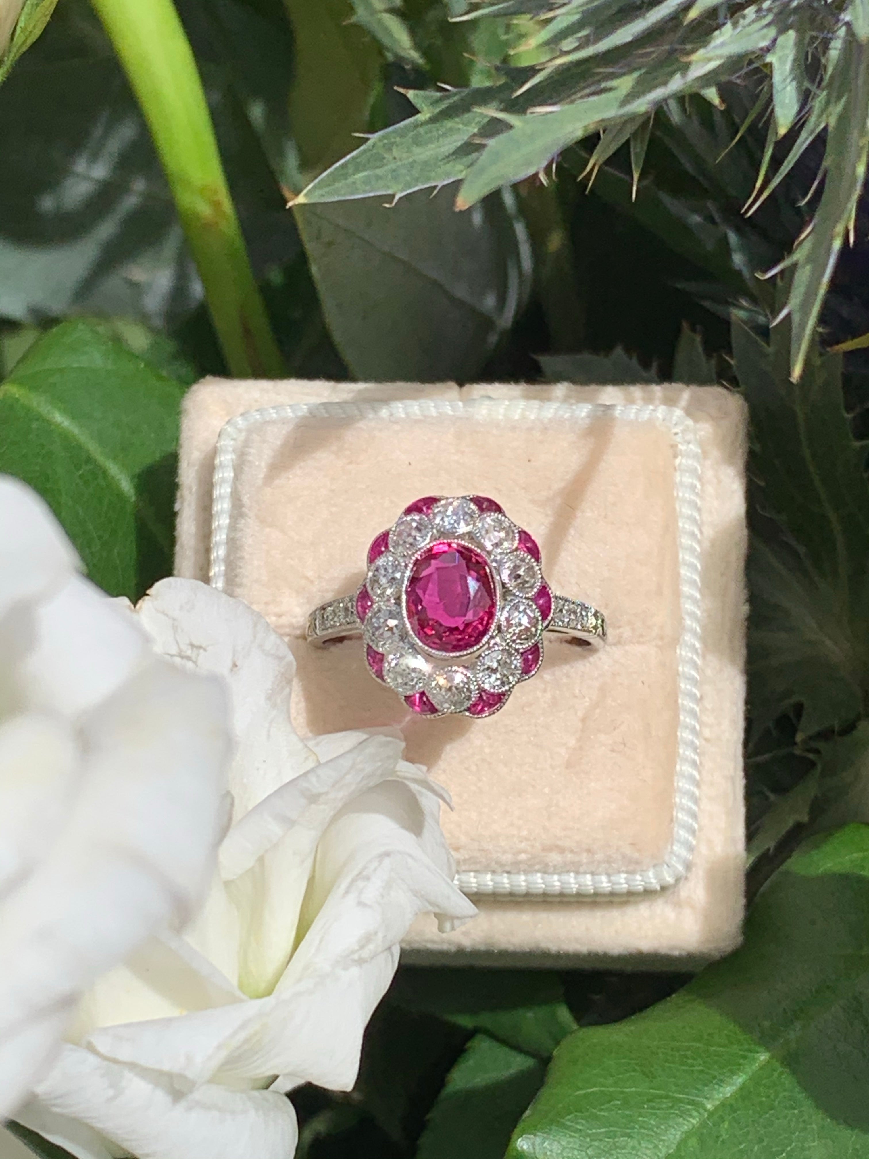 1.02 Carat Ruby and Diamond Ring in Platinum