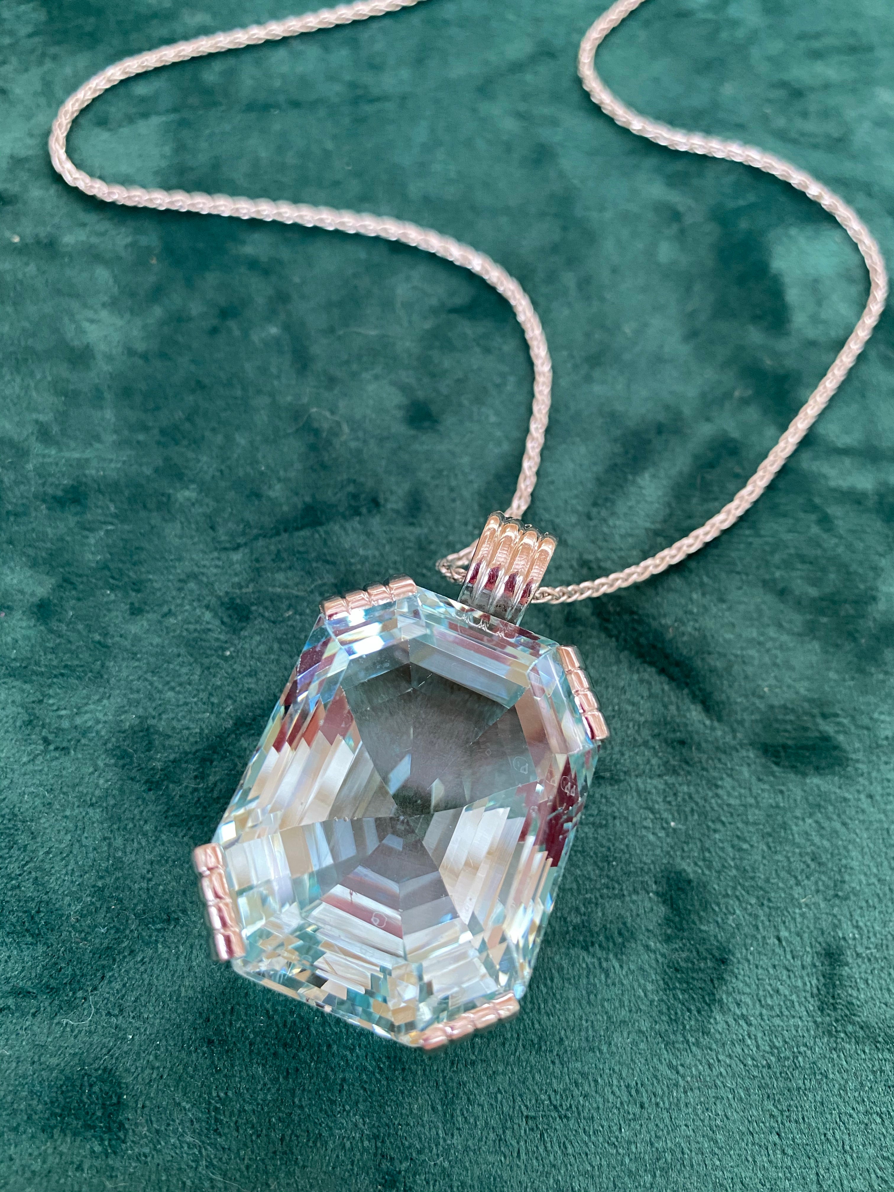 146.00 Carat Aquamarine Necklace in 18K White Gold