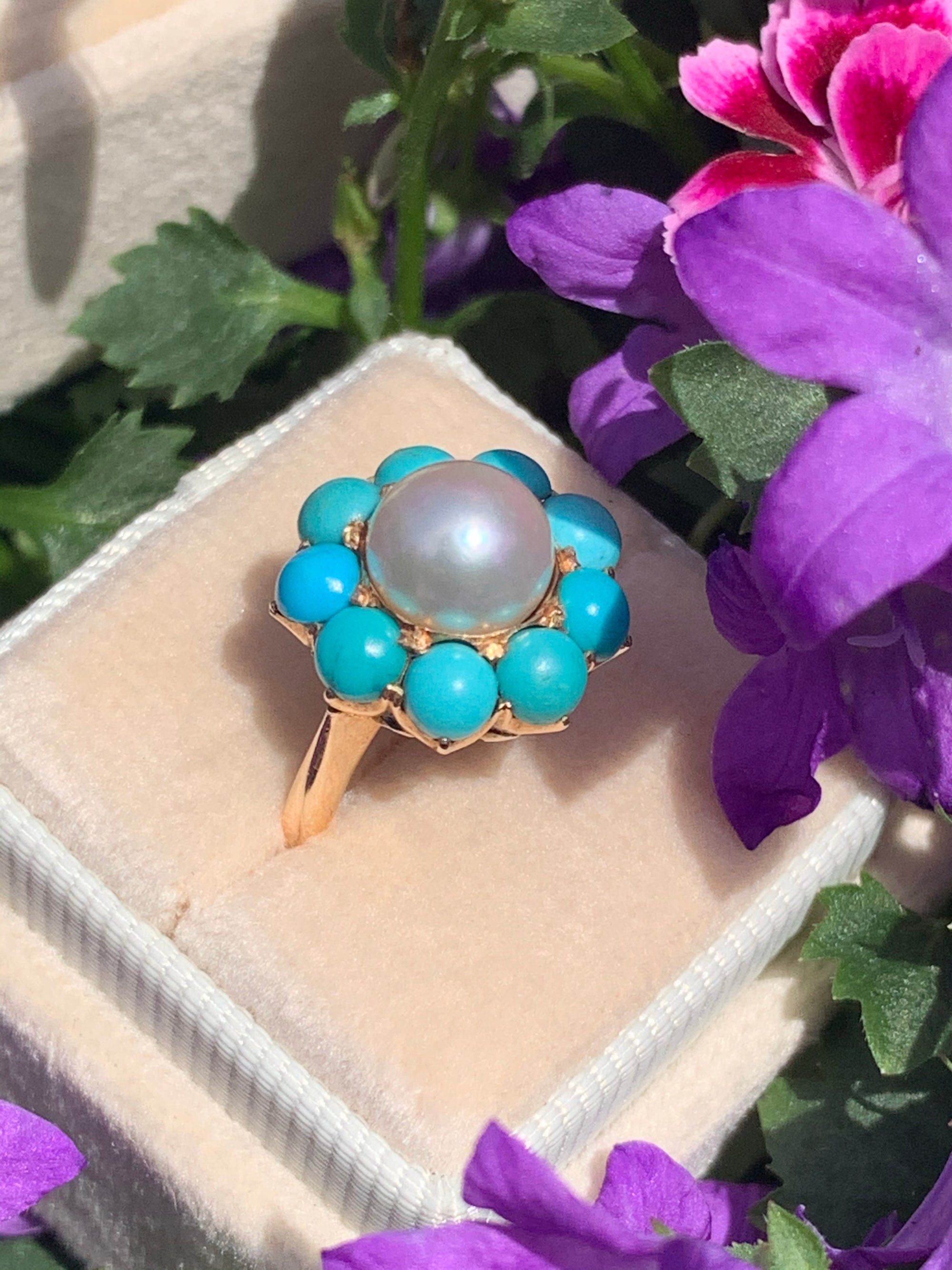 Turquoise and Pearl Ring