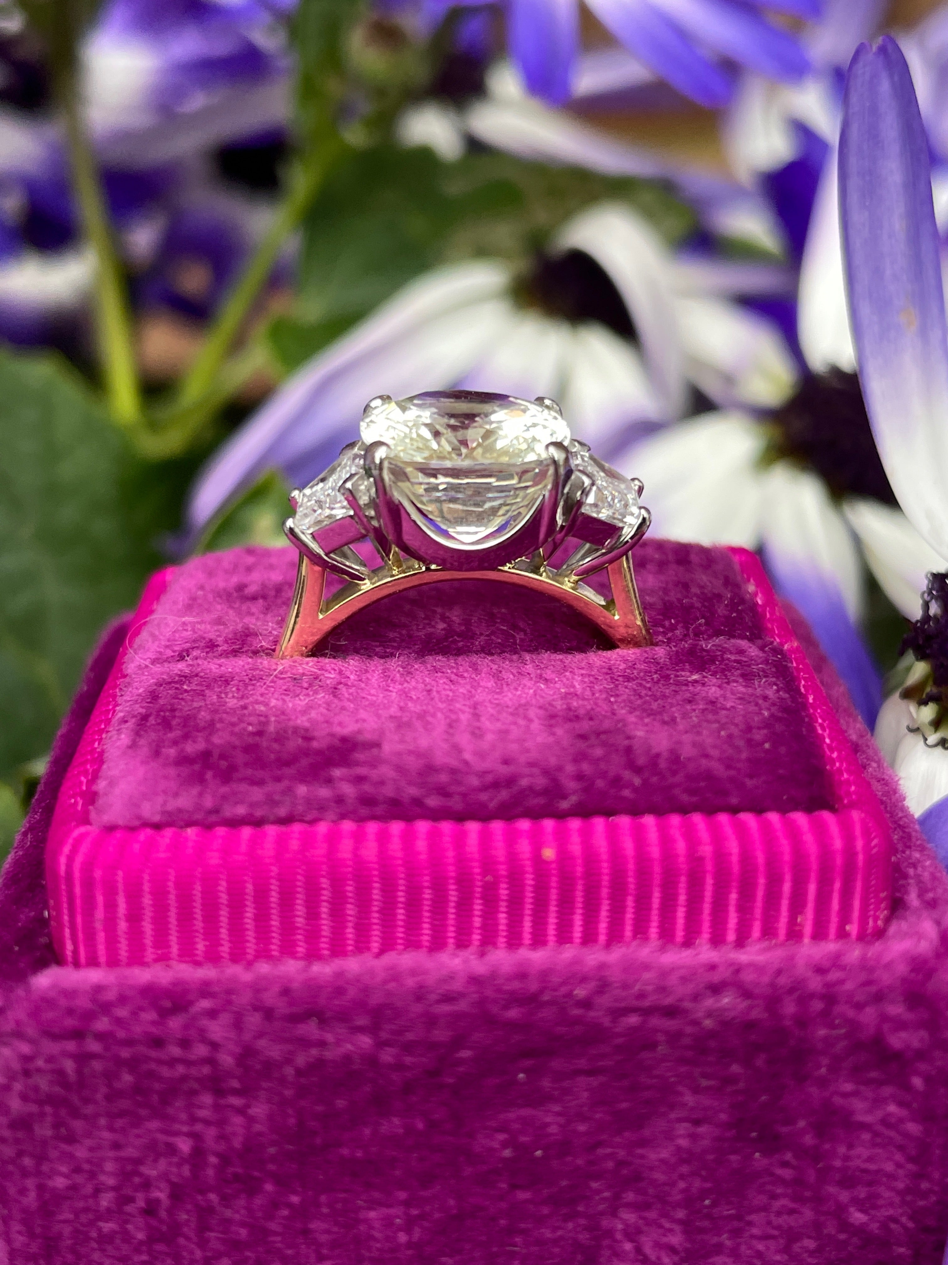 4.21 Carat Yellow Sapphire and Diamond Three Stone Ring in 18ct Yellow Gold