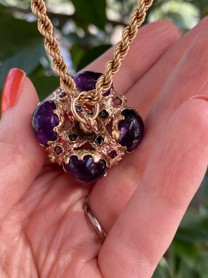 Huge Amethyst Crown Necklace in 9ct Yellow Gold