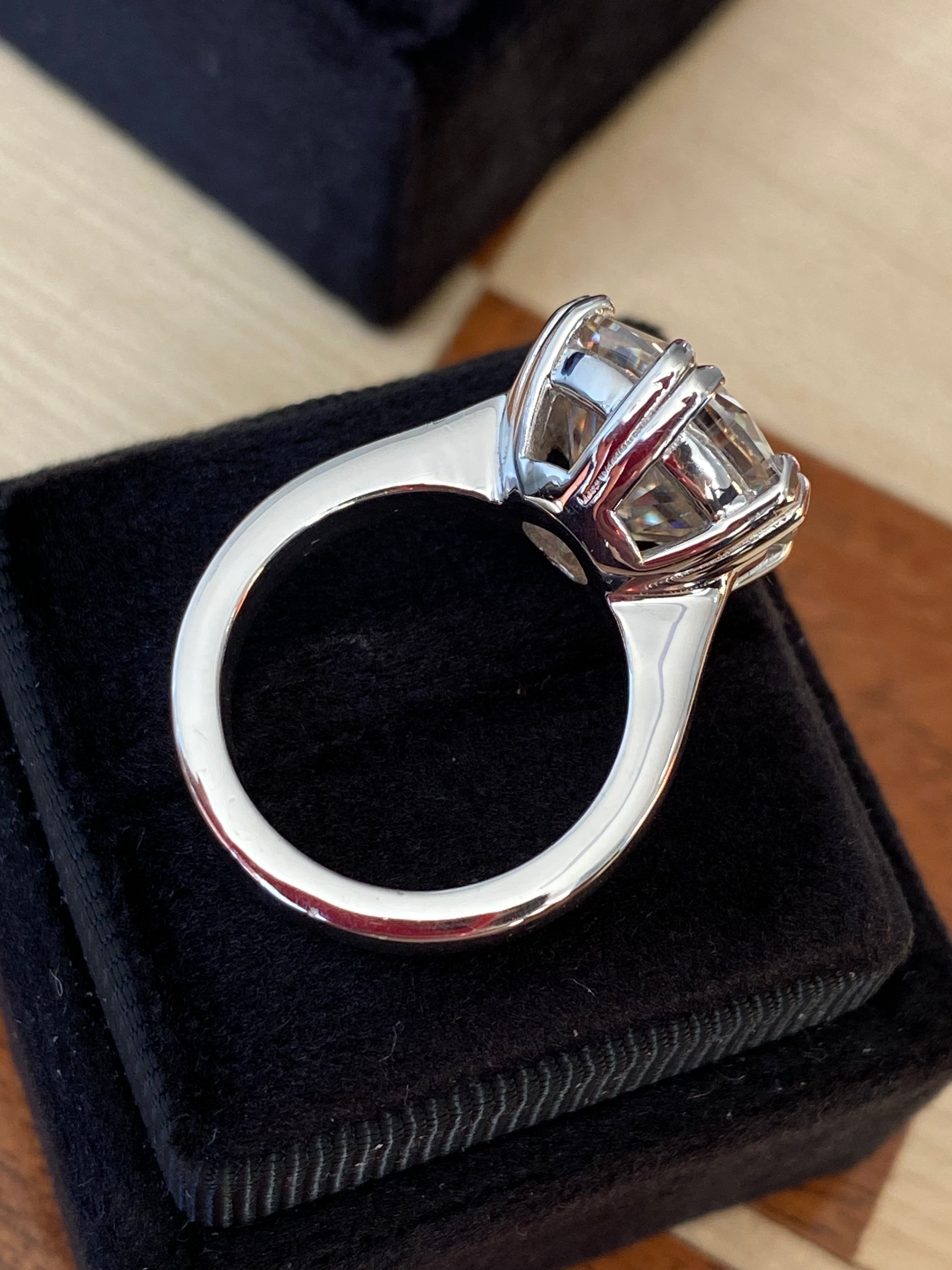 7.50 Carat Round Brilliant Cut Moissanite Solitaire Engagement Ring in Sterling Silver