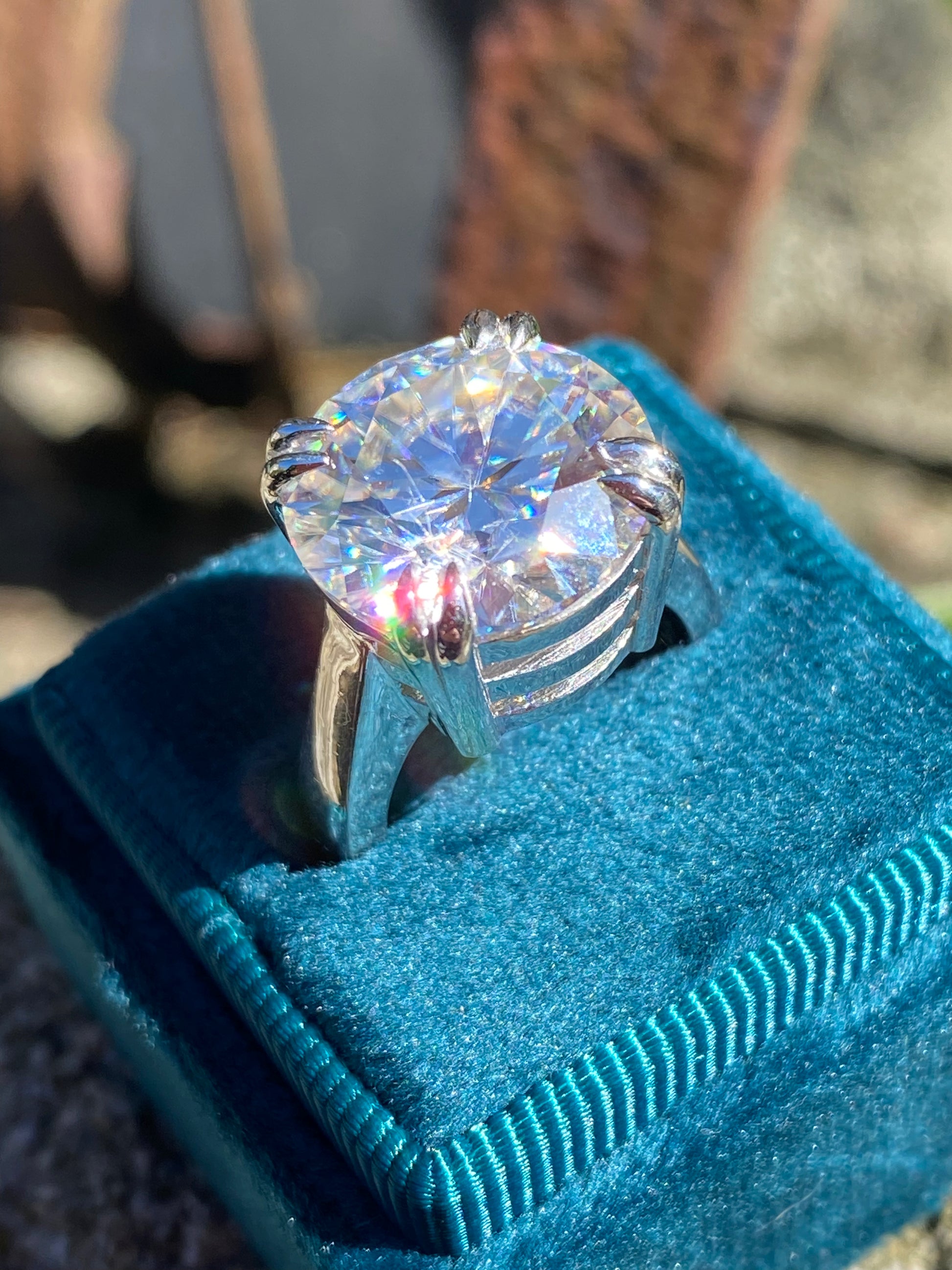 9.50 Carat Round Brilliant Cut Moissanite Solitaire Engagement Ring in Katherine James