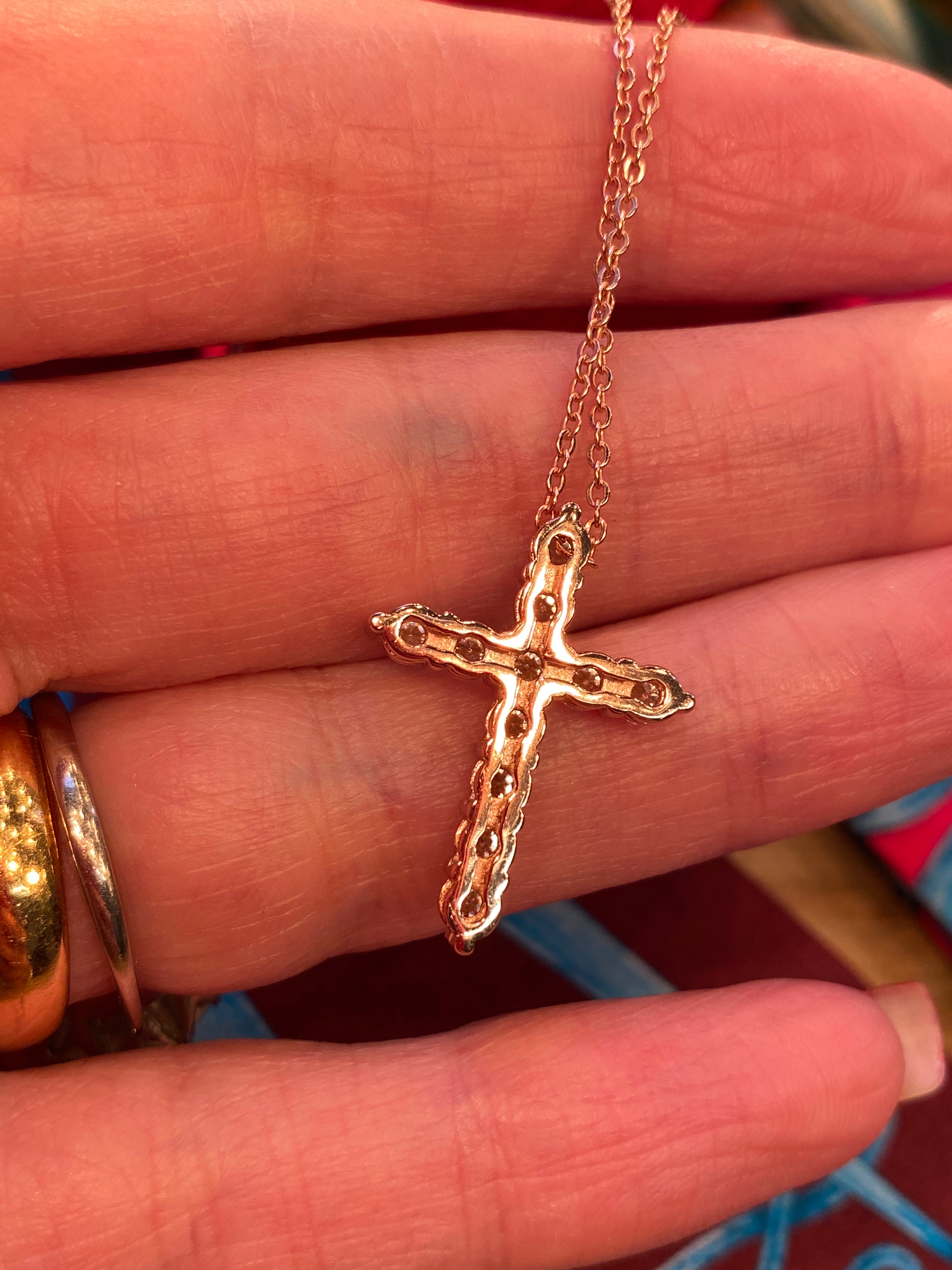 1.10 CTW Moissanite Cross Pendant Necklace in Rose, Yellow or White Gold Vermeil
