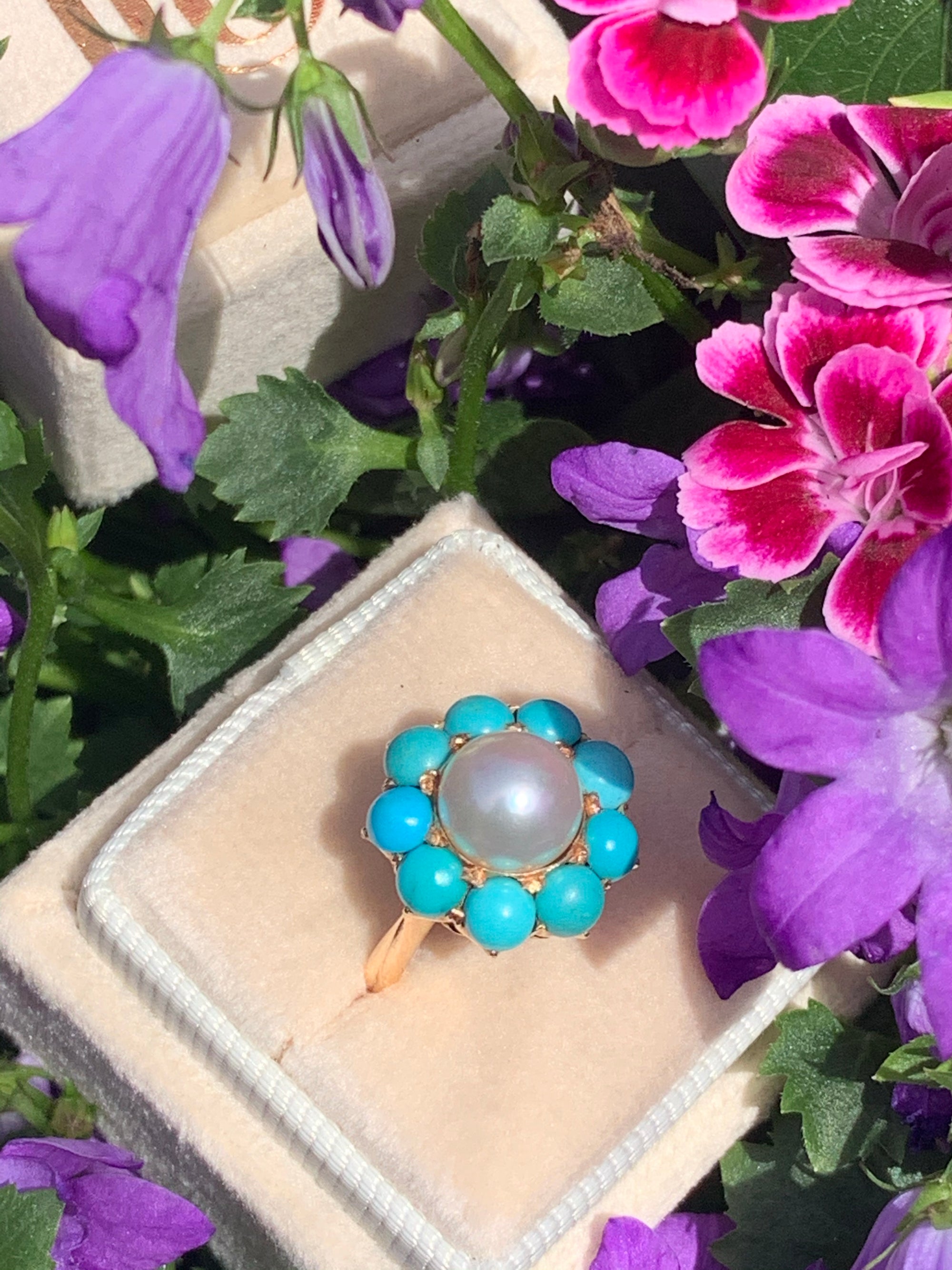 Turquoise and Pearl Ring