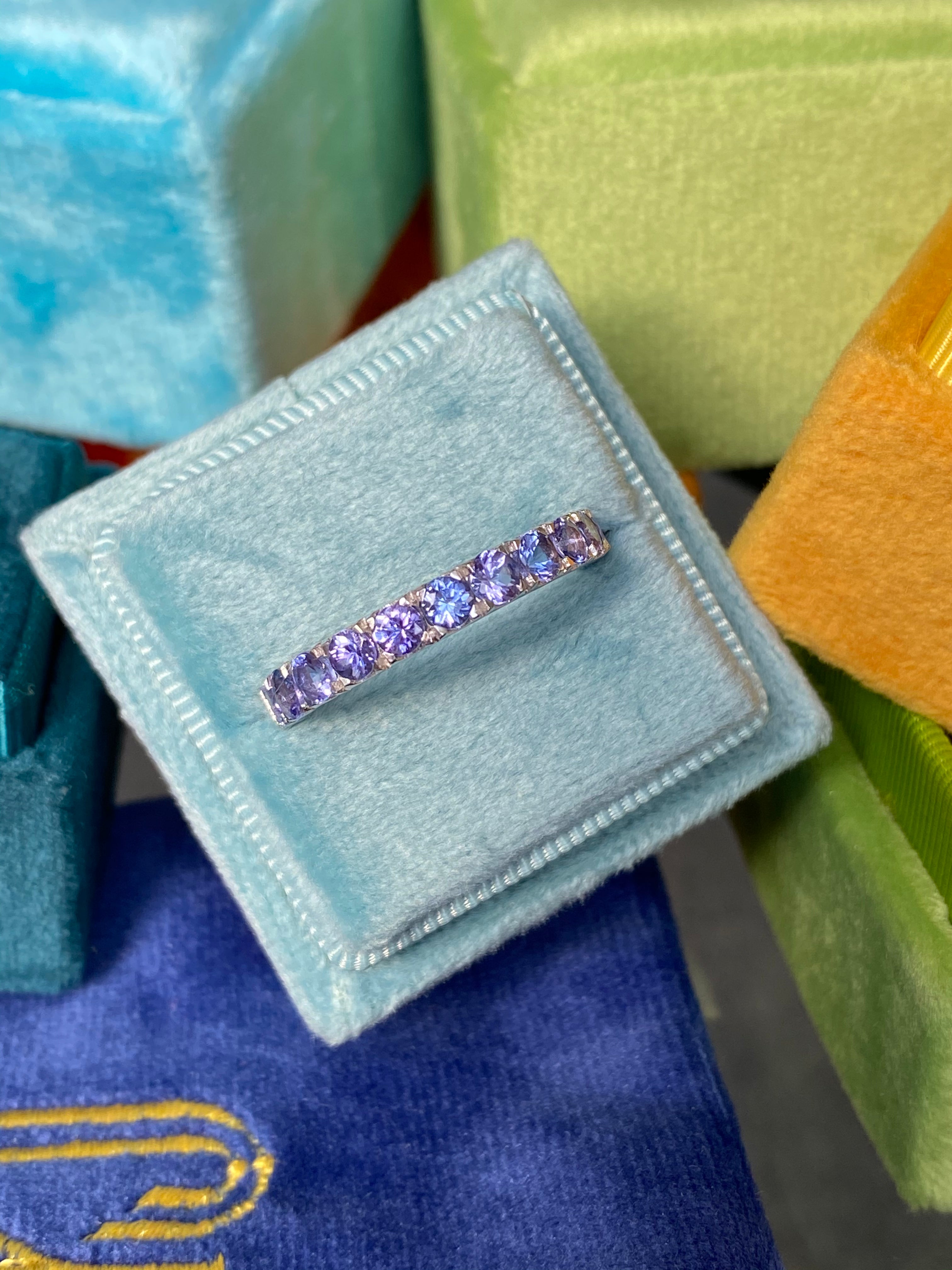 Tanzanite Half Eternity Ring Band Wedding Ring Sterling Silver December Birthstone Stacking Ring Jewellery Ring Gifts under 300